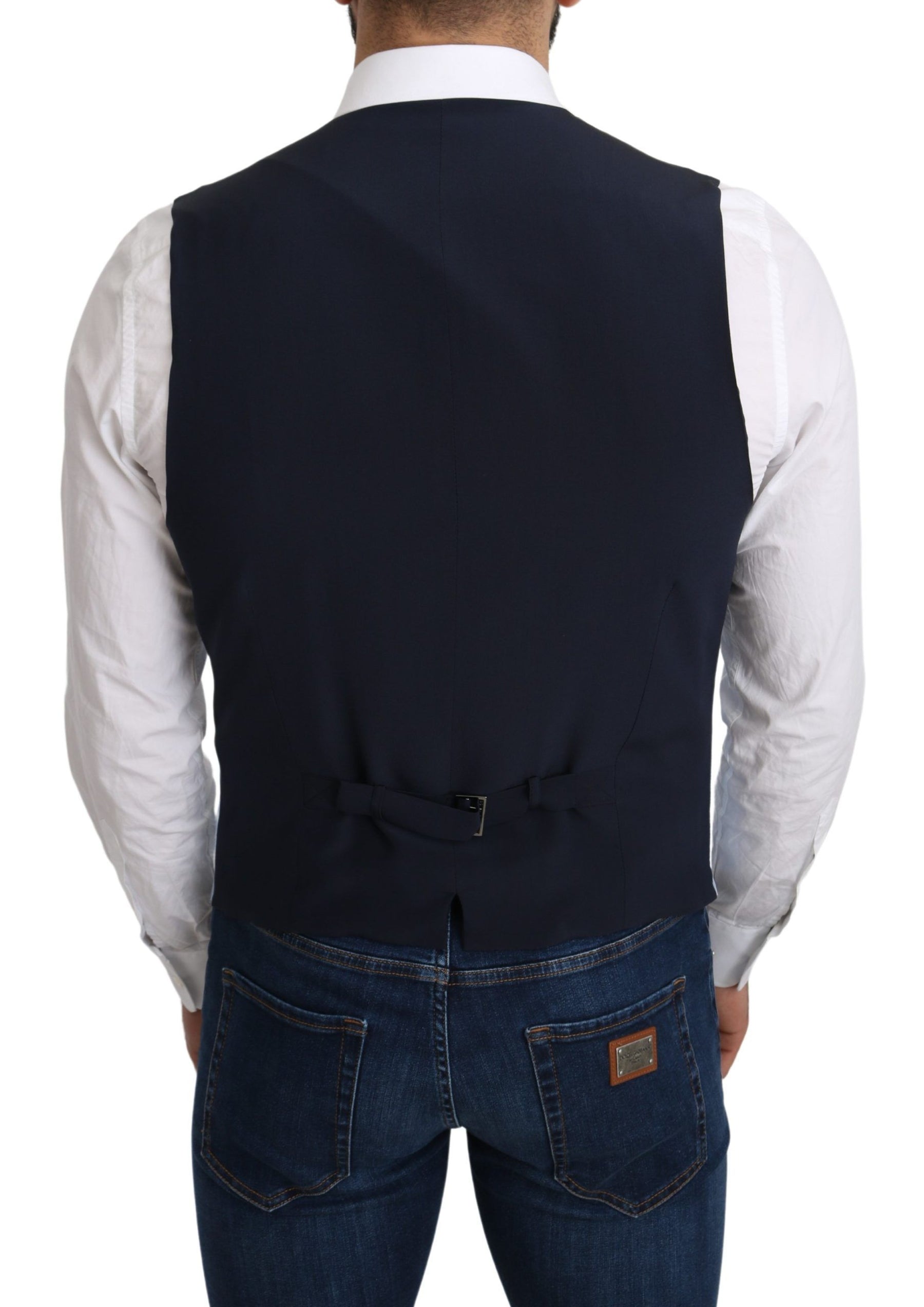 Dolce & Gabbana Blue Viscose Stretch Formal Coat Vest | Regal Royce
