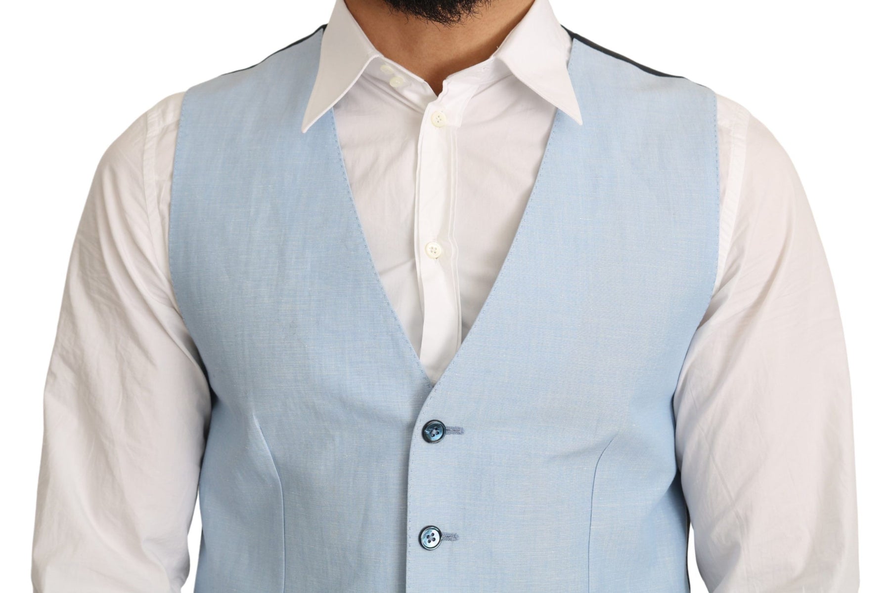 Dolce & Gabbana Blue Viscose Stretch Formal Coat Vest | Regal Royce