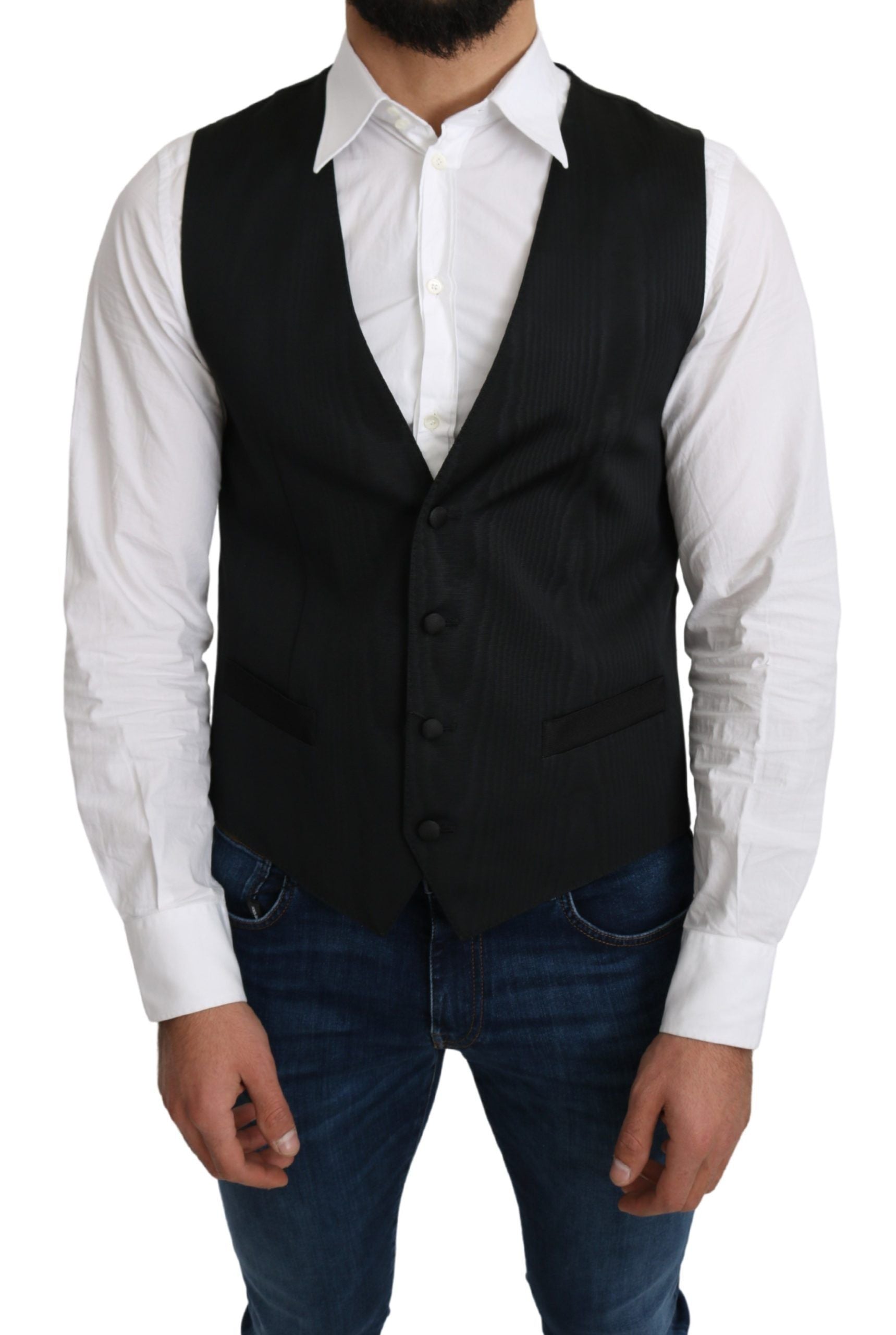 Dolce & Gabbana Gray 100% Silk Formal Coat Vest | Regal Royce