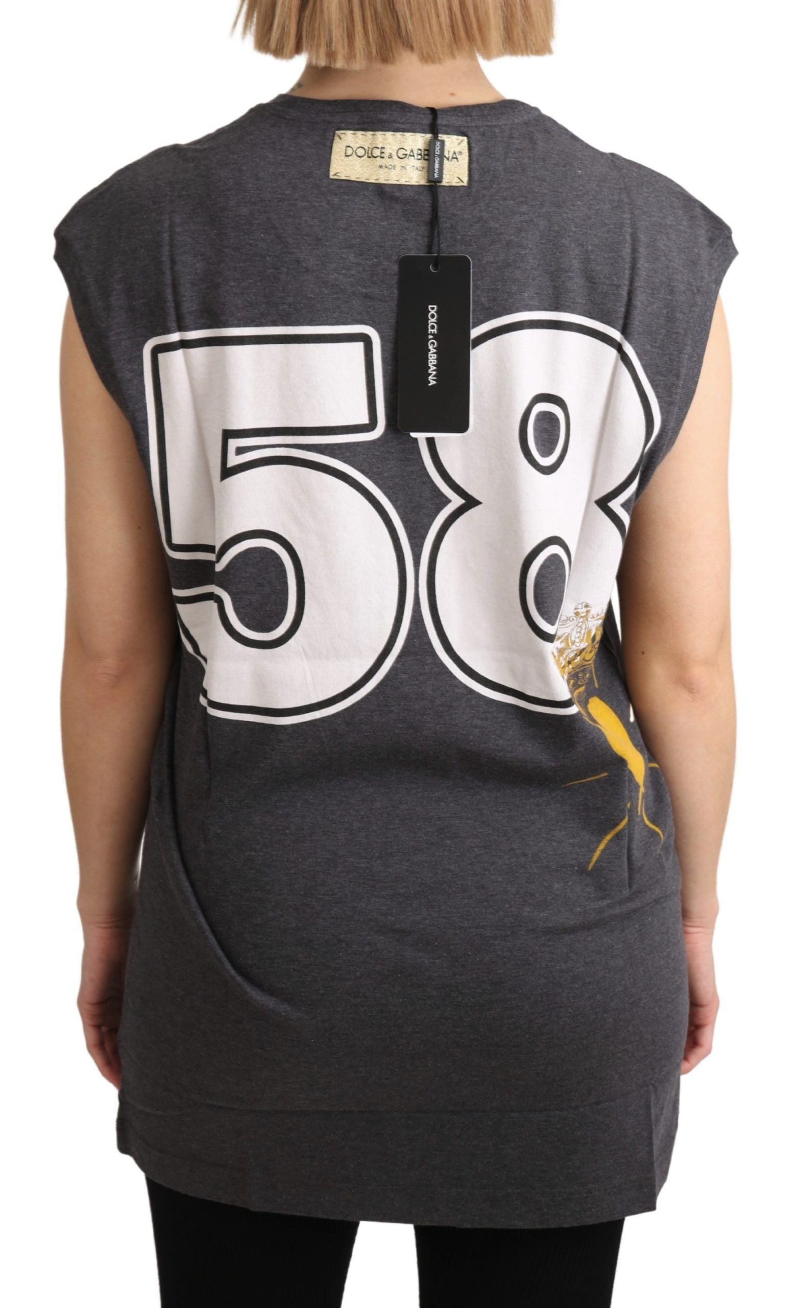 Dolce & Gabbana Gray Cotton L' Amore Top Tank T-shirt | Regal Royce
