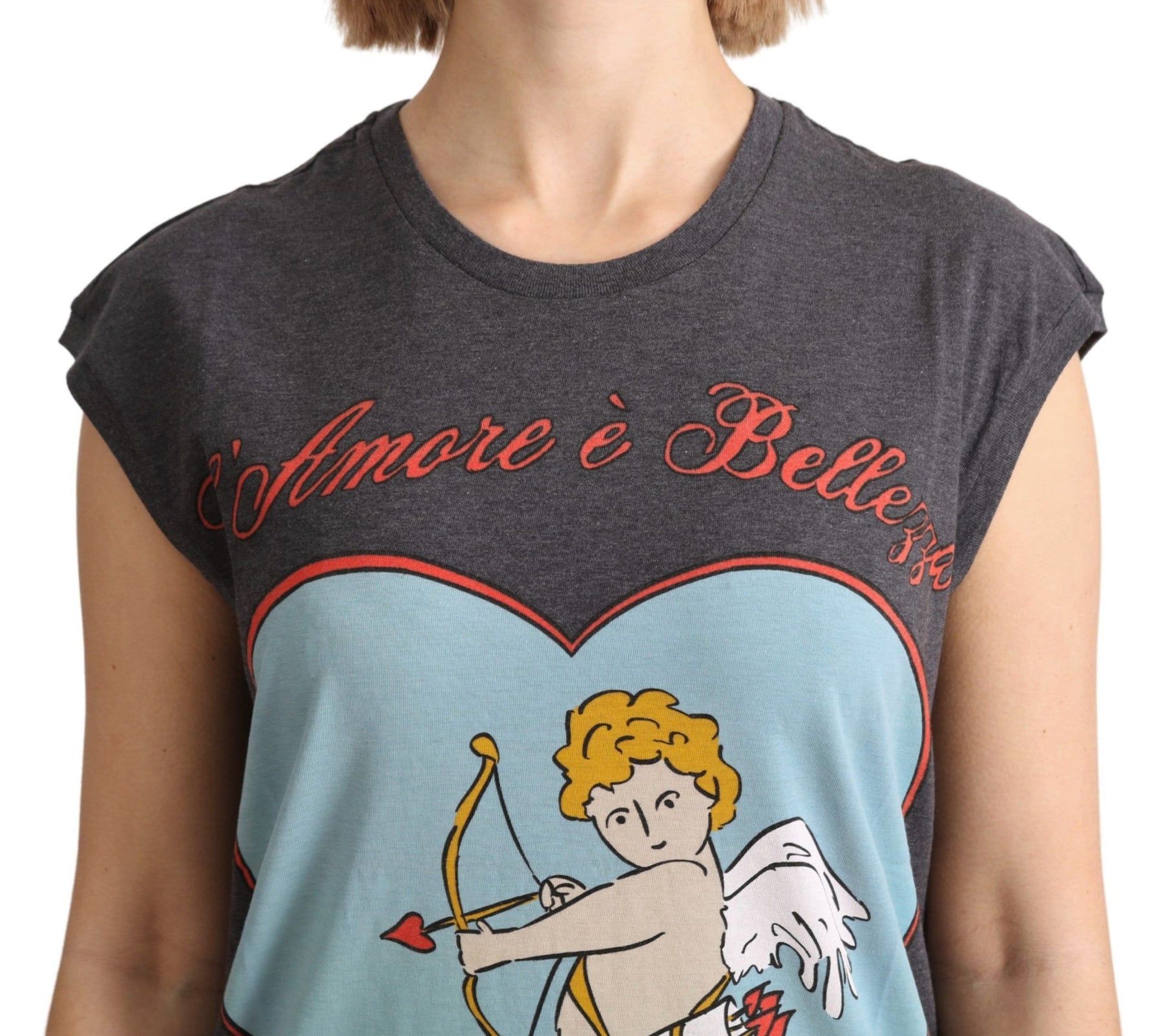 Dolce & Gabbana Gray Cotton L' Amore Top Tank T-shirt | Regal Royce
