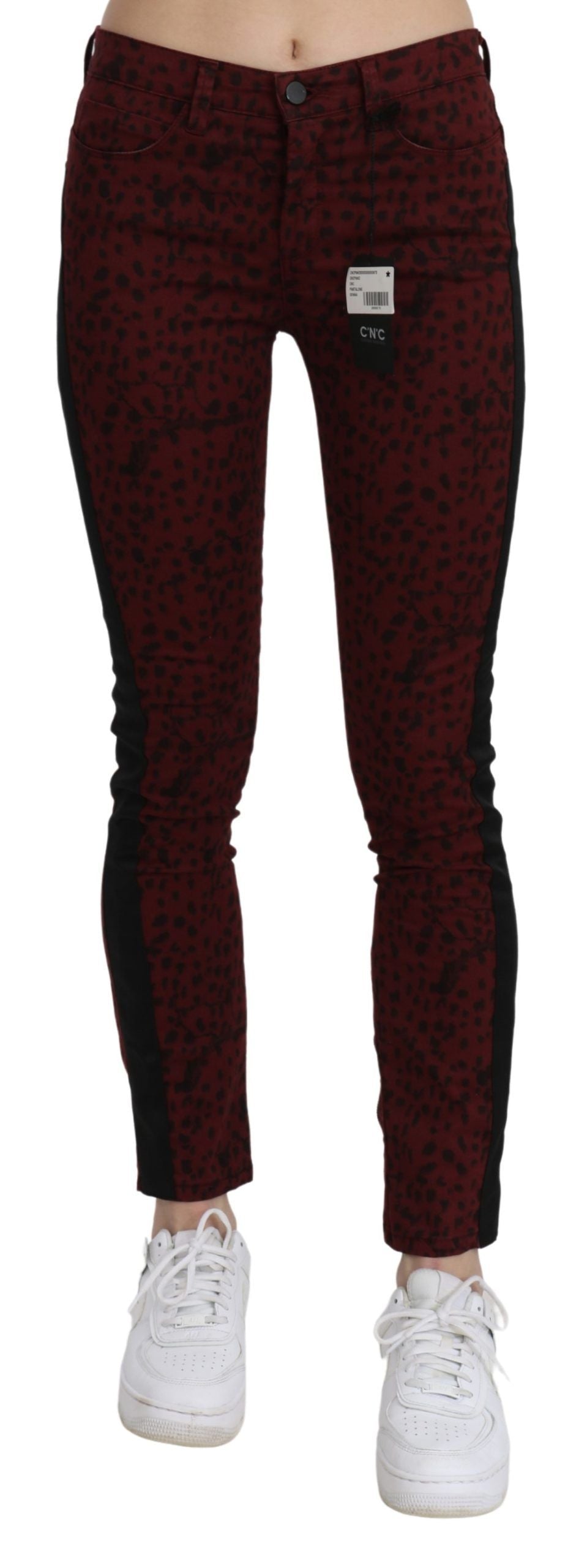 Costume National Dark Red Mid Waist Slim Fit Cotton Jeans | Regal Royce