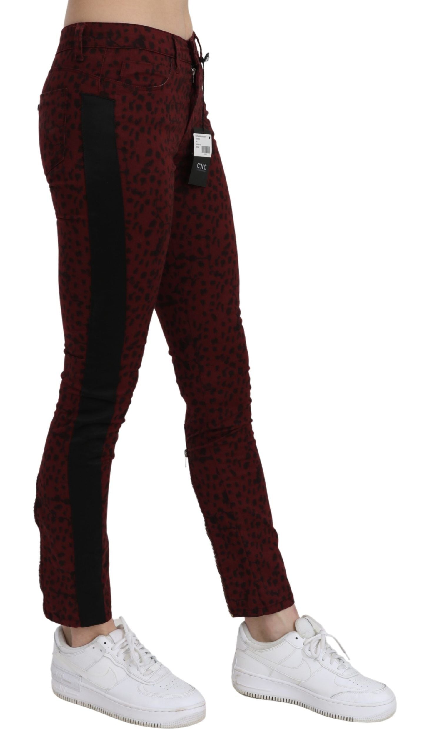 Costume National Dark Red Mid Waist Slim Fit Cotton Jeans | Regal Royce