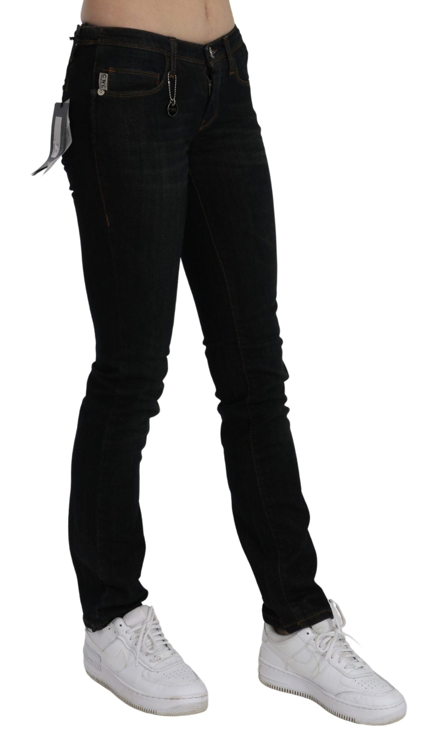 Costume National Black Mid Waist Skinny Denim Cotton Jeans | Regal Royce