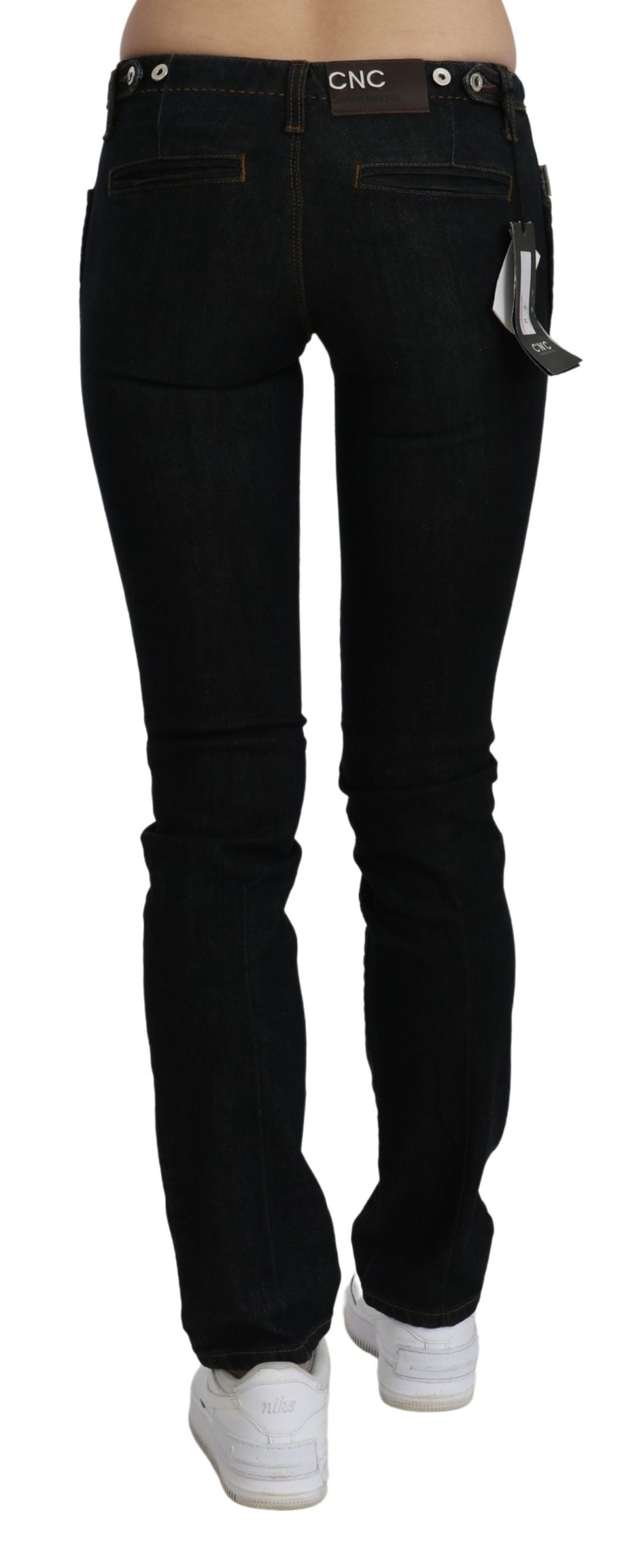 Costume National Black Mid Waist Skinny Denim Cotton Jeans | Regal Royce