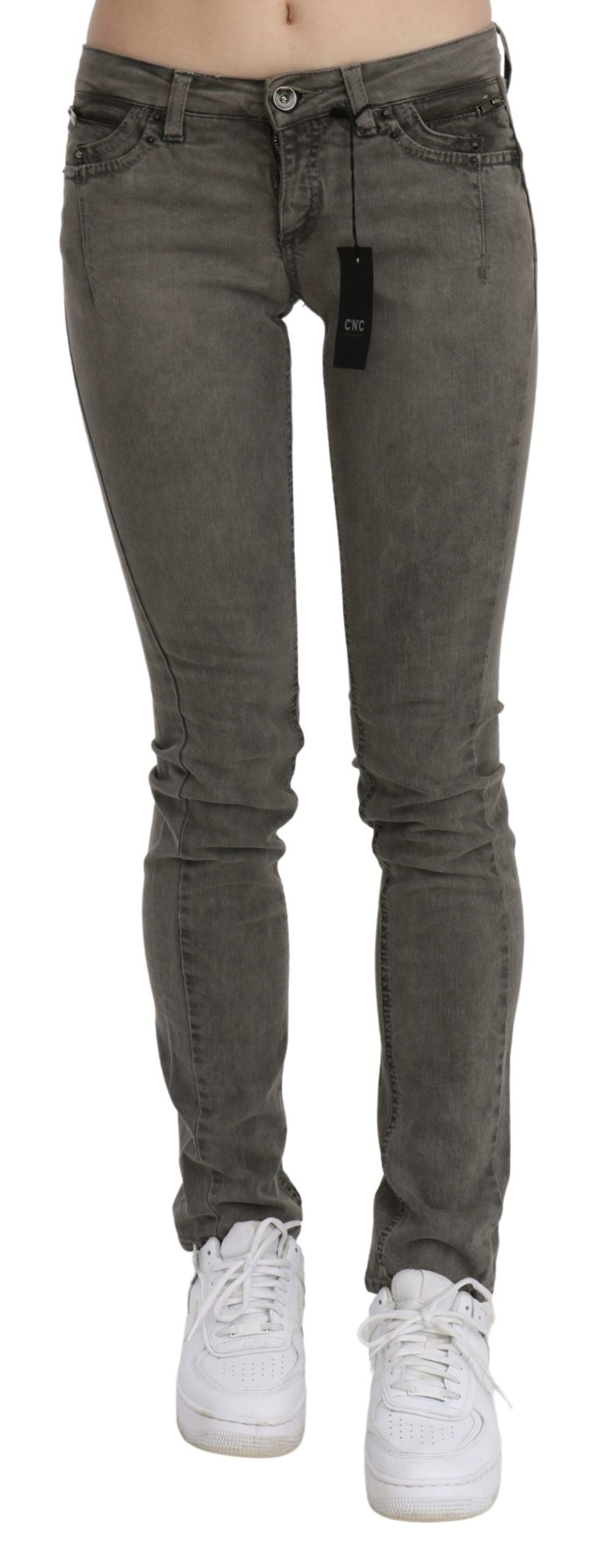 Costume National Gray Low Waist Skinny Denim Cotton Jeans | Regal Royce