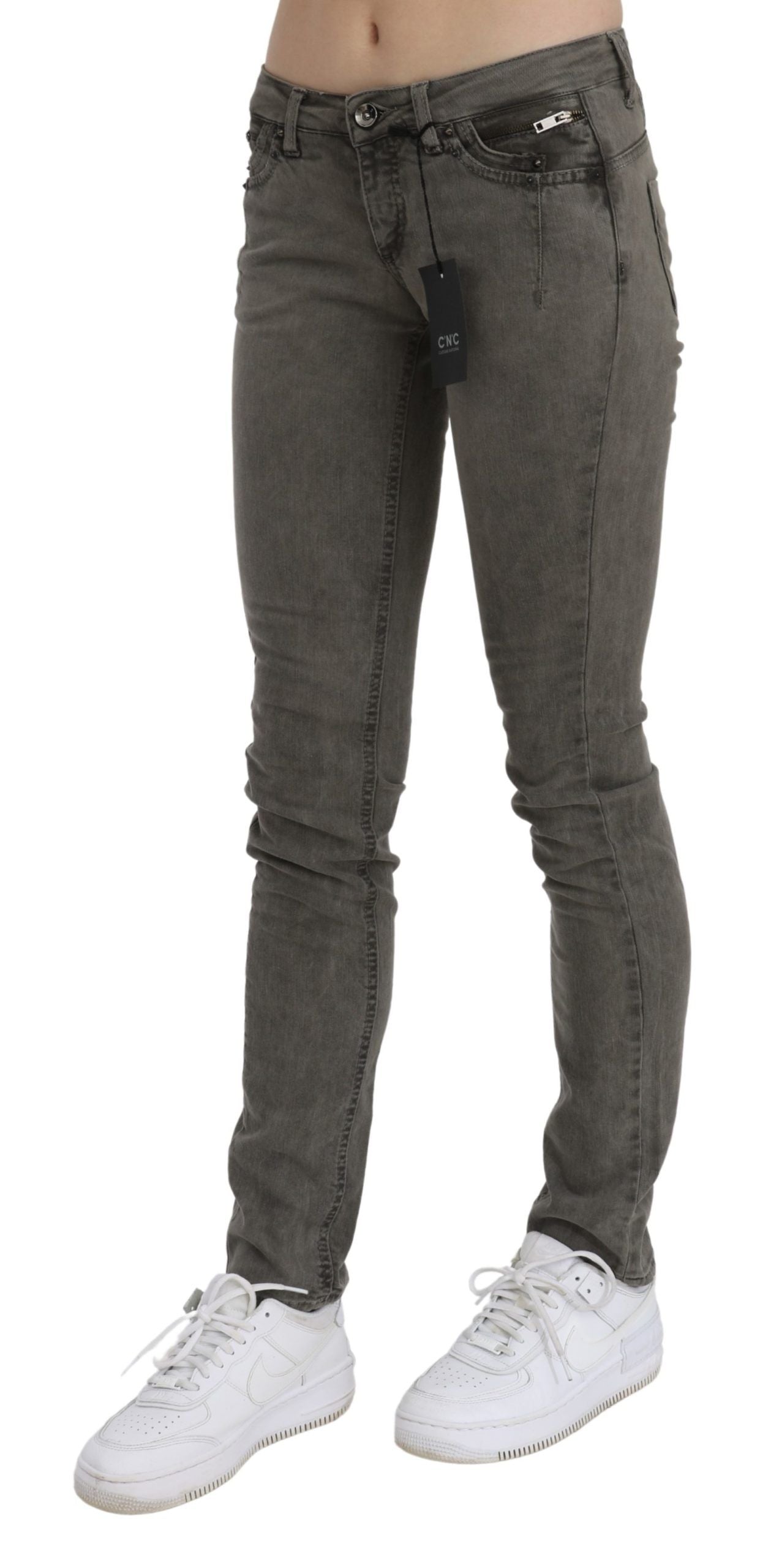 Costume National Gray Low Waist Skinny Denim Cotton Jeans | Regal Royce
