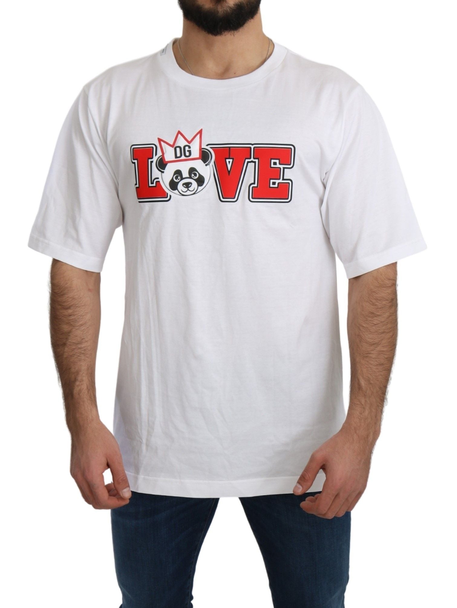 Dolce & Gabbana White Love Panda Print Top T-shirt | Regal Royce