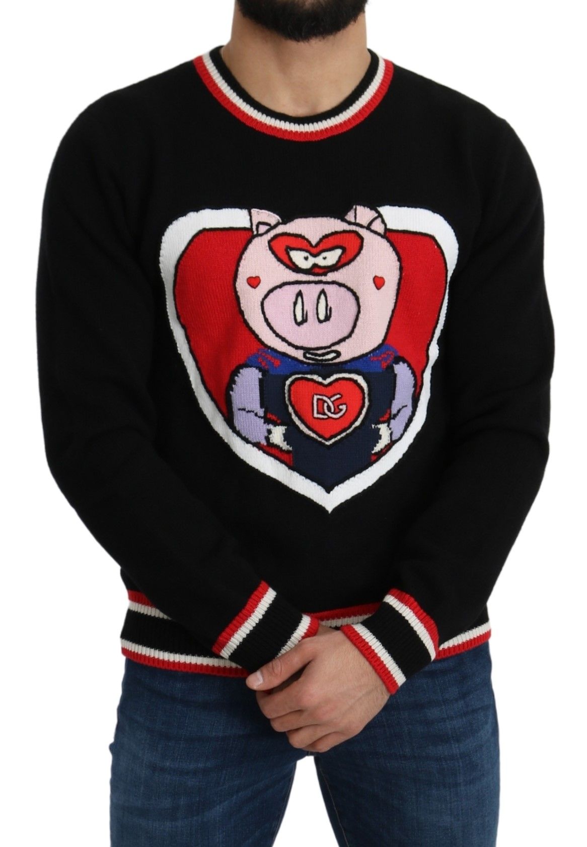 Dolce & Gabbana Black Cashmere Pig of the Year Pullover Sweater | Regal Royce