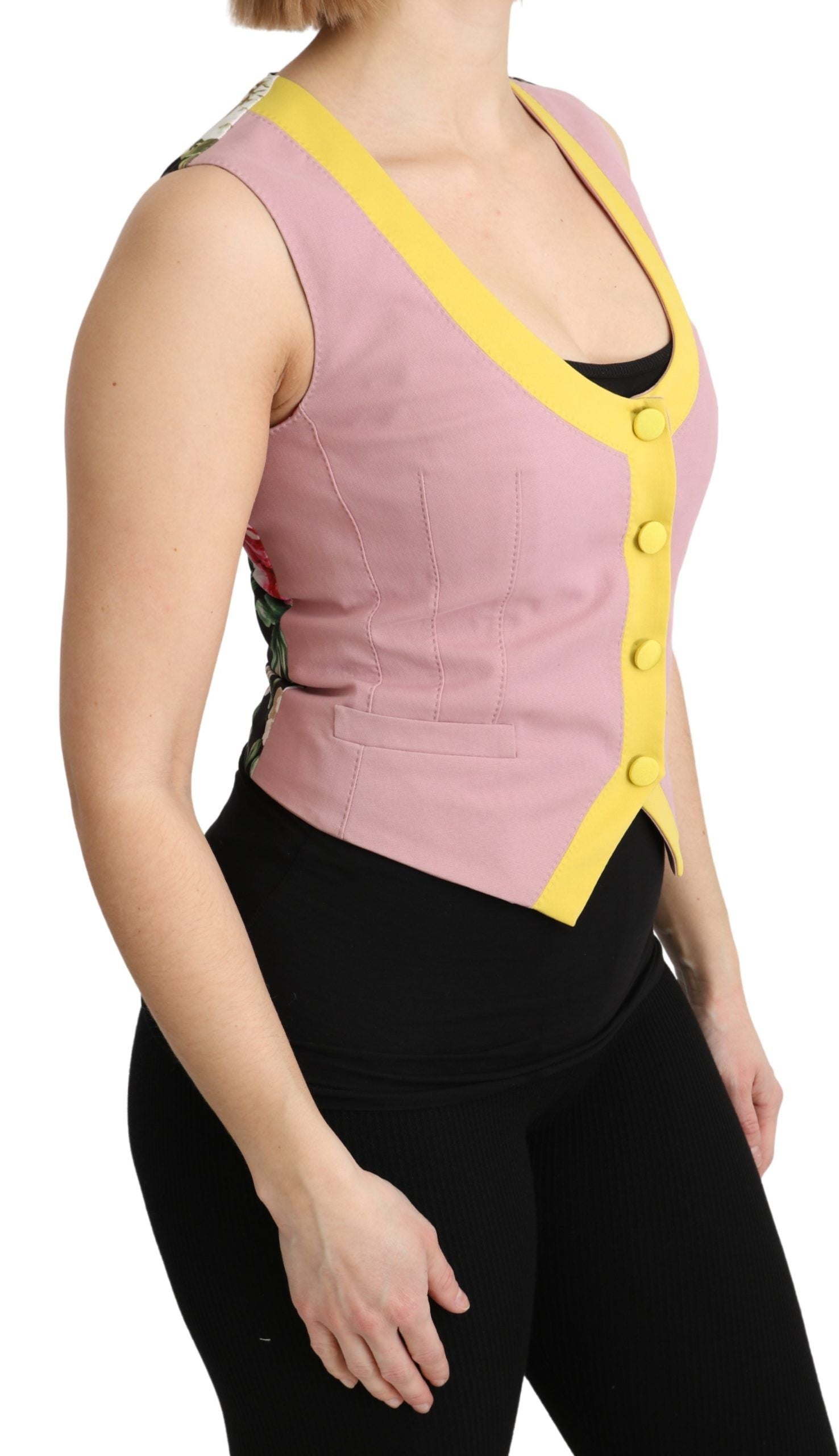 Dolce & Gabbana Pink Sleeveless Waistcoat Vest Cotton Top | Regal Royce