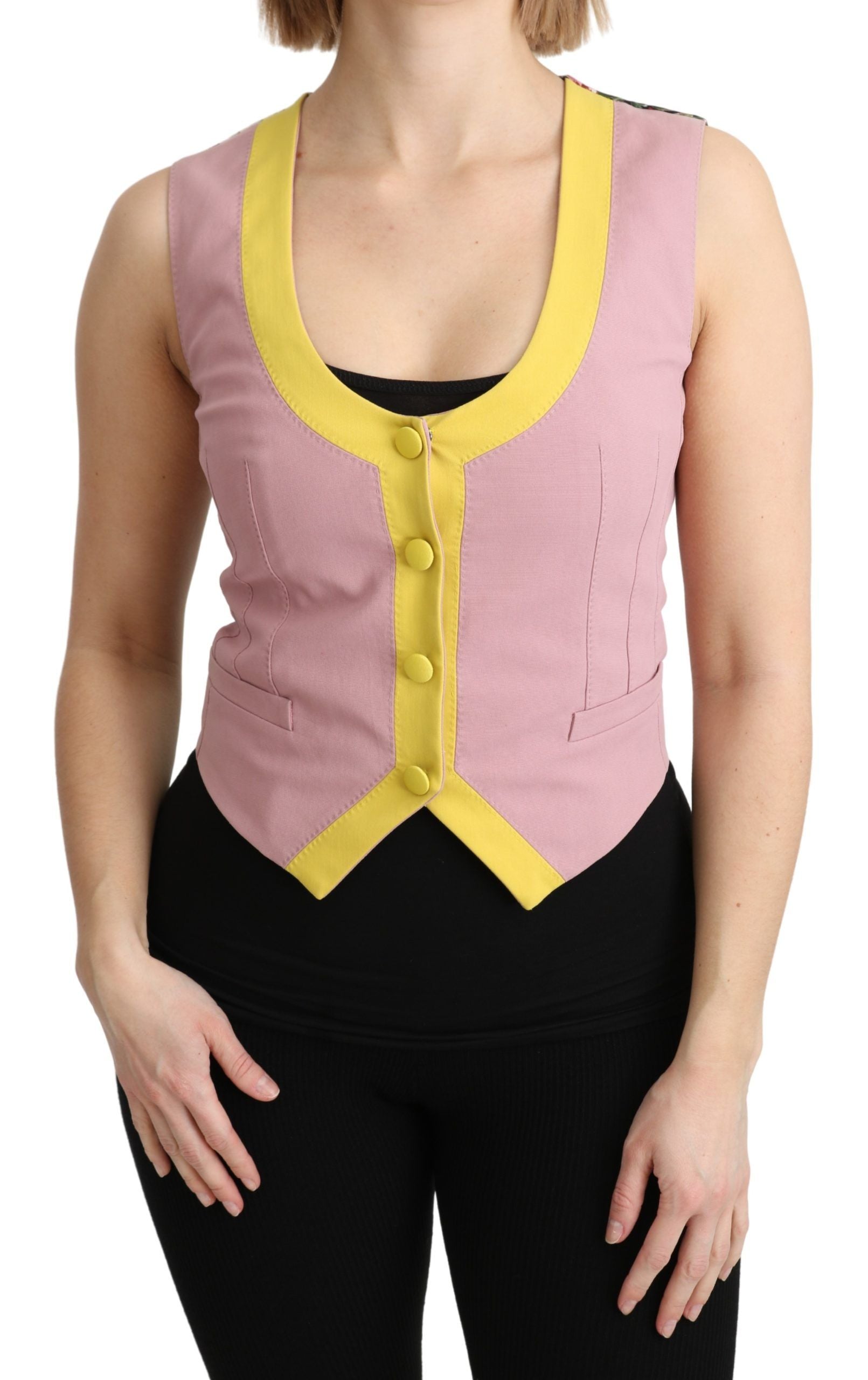 Dolce & Gabbana Pink Sleeveless Waistcoat Vest Cotton Top | Regal Royce