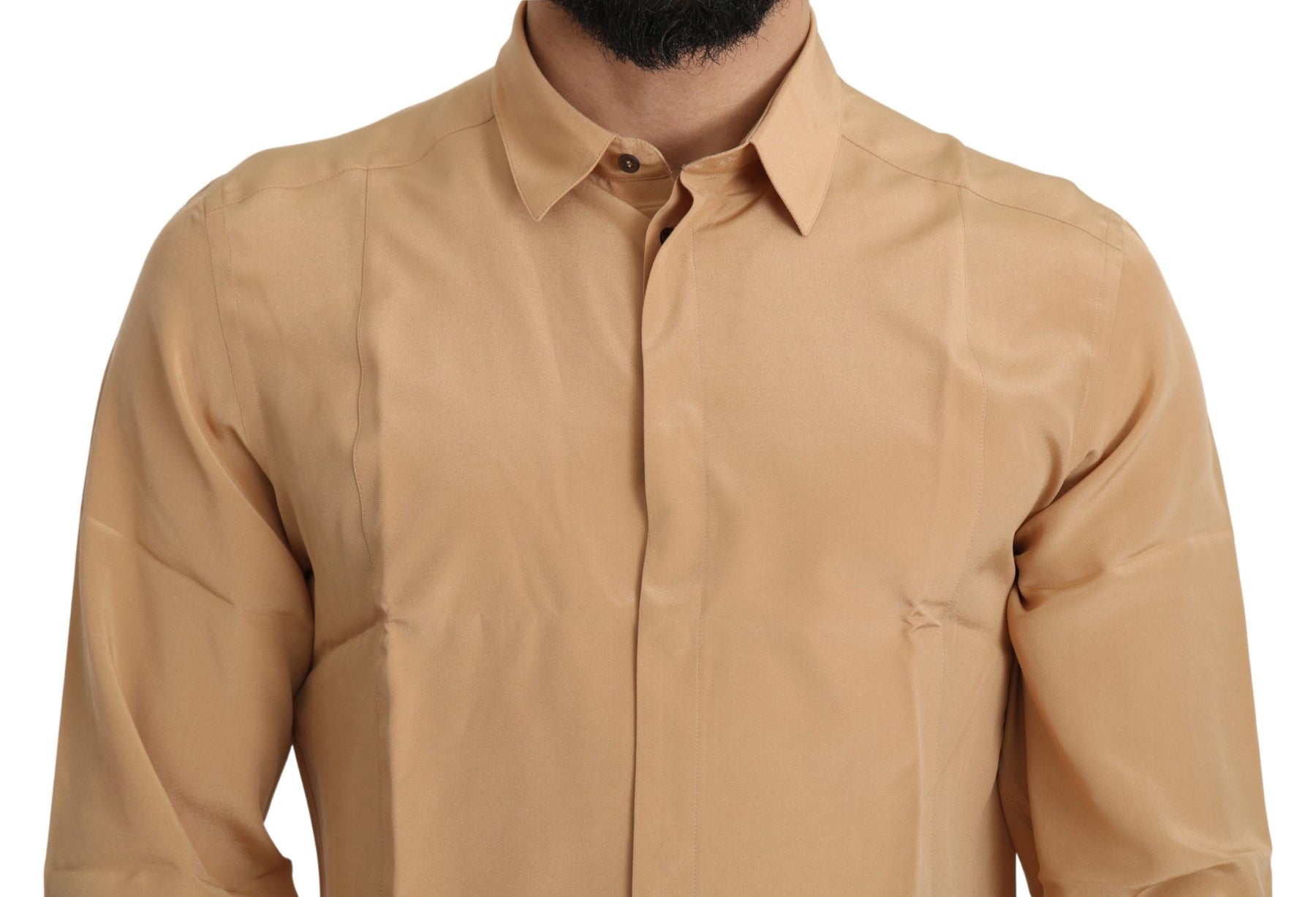 Dolce & Gabbana Yellow 100% Silk GOLD Top Slim Shirt | Regal Royce