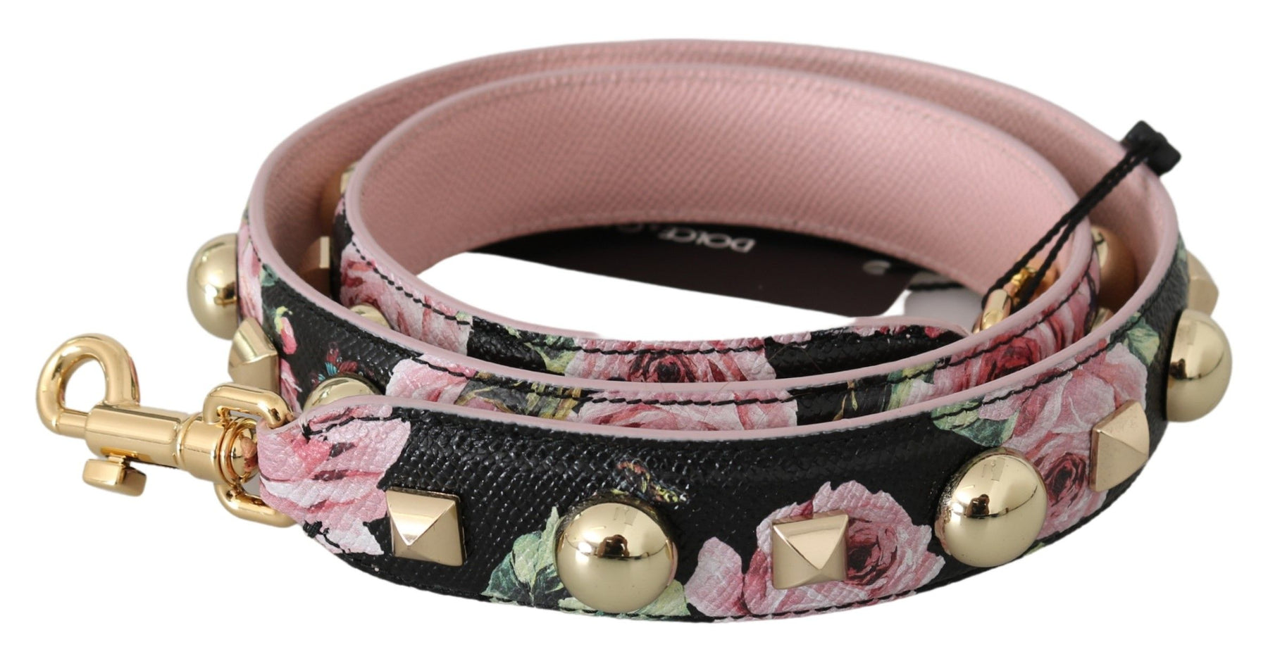 Dolce & Gabbana Pink Floral Leather Stud Accessory Shoulder Strap | Regal Royce