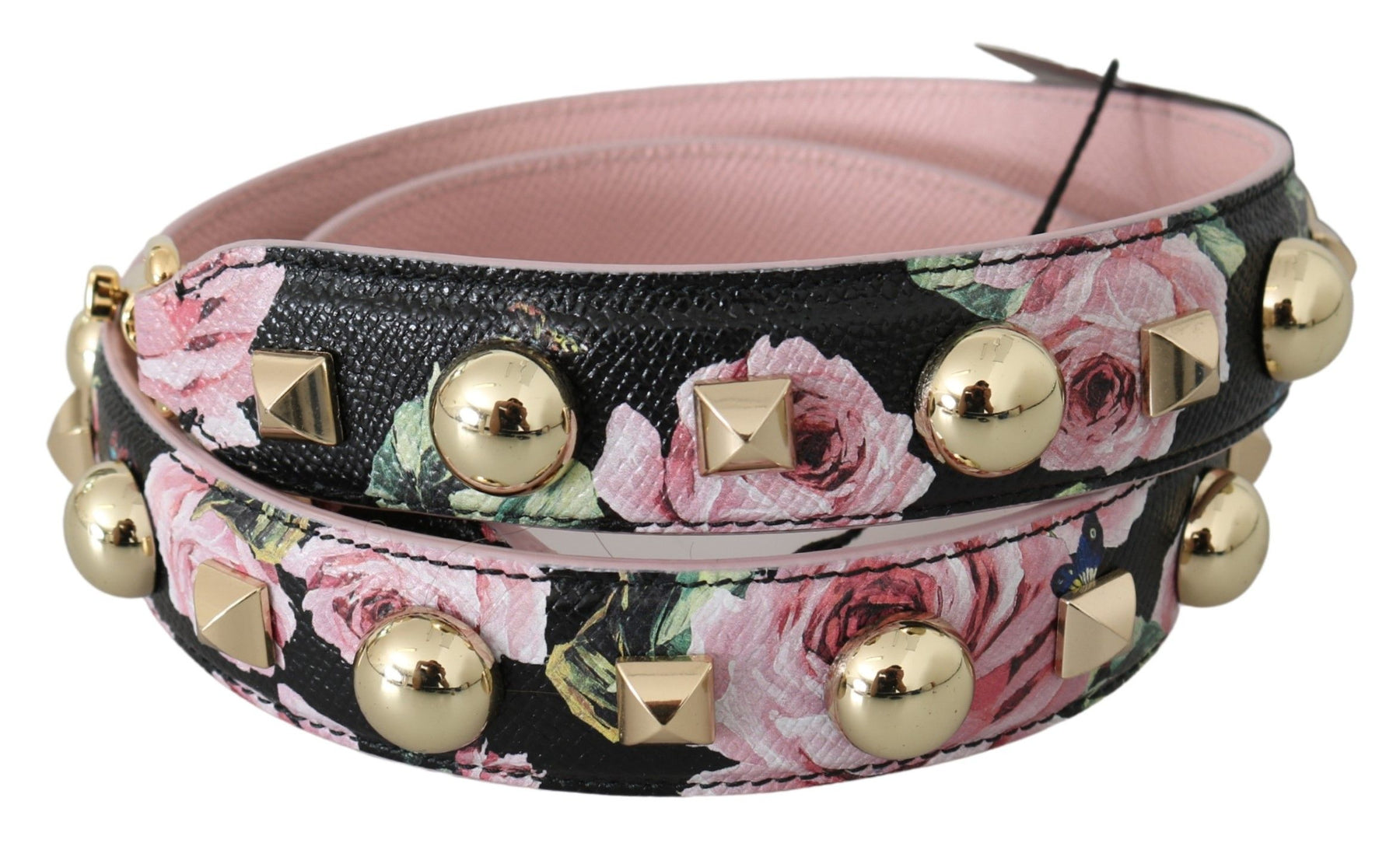 Dolce & Gabbana Pink Floral Leather Stud Accessory Shoulder Strap | Regal Royce