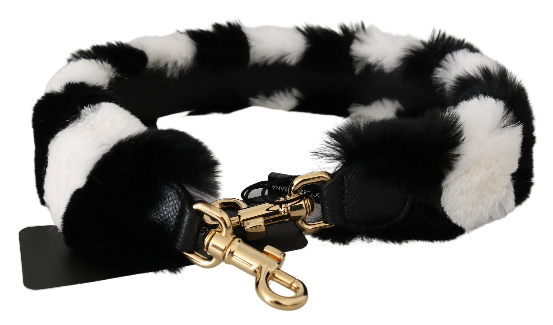 Dolce & Gabbana Black White Lapin Fur Accessory Shoulder Strap | Regal Royce