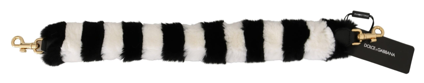 Dolce & Gabbana Black White Lapin Fur Accessory Shoulder Strap | Regal Royce