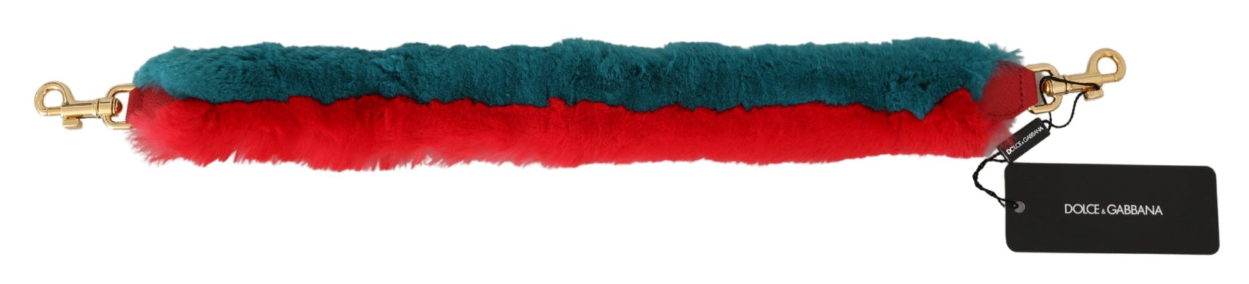 Dolce & Gabbana Red Blue Rabbit Fur Leather Shoulder Strap | Regal Royce
