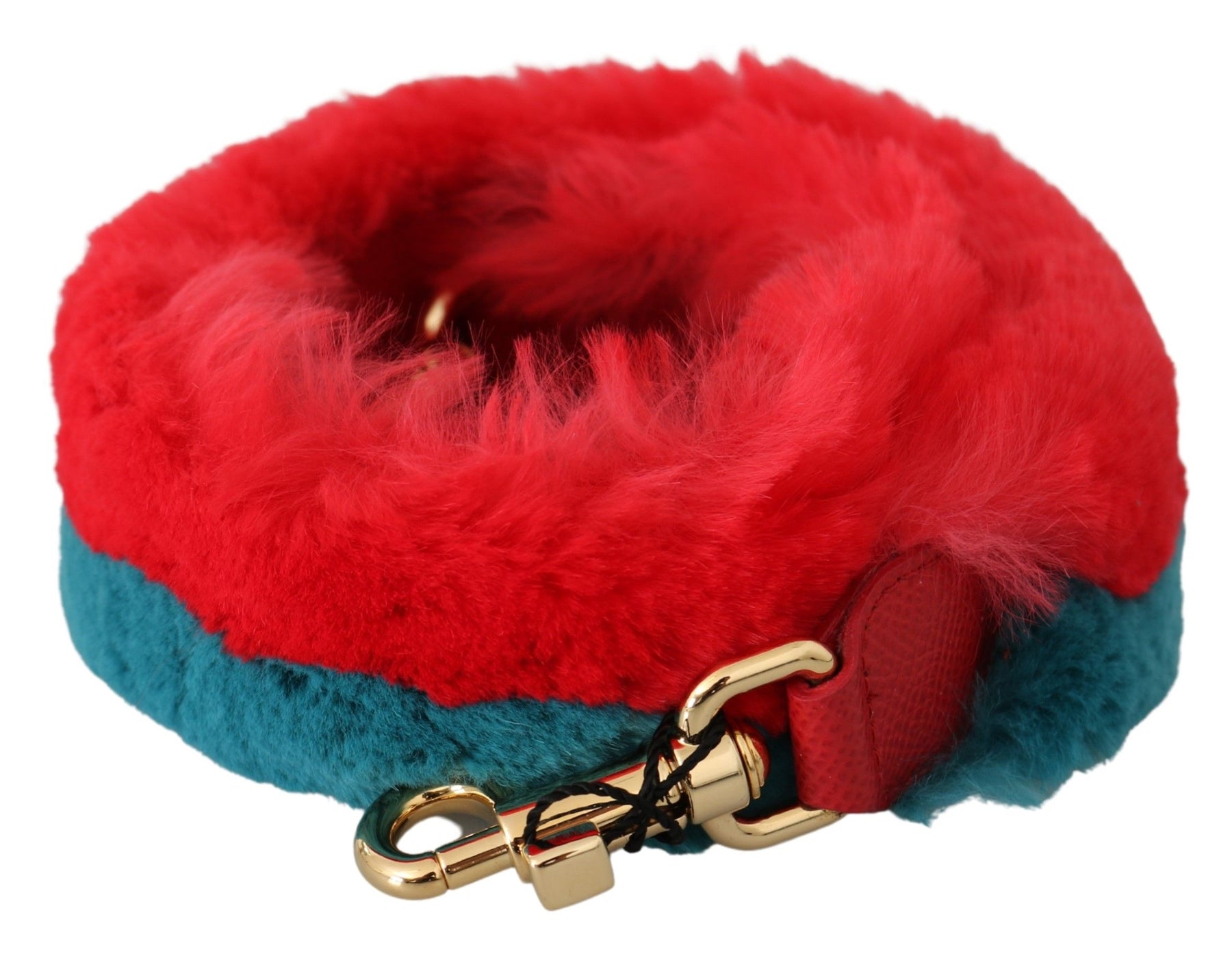 Dolce & Gabbana Red Blue Rabbit Fur Leather Shoulder Strap | Regal Royce