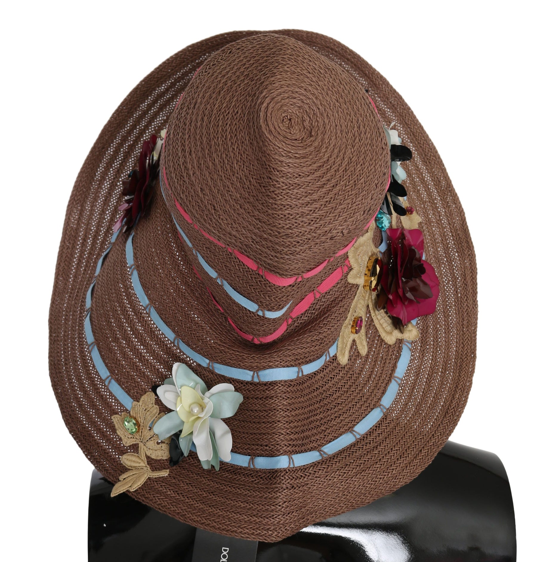Dolce & Gabbana Brown Floral Wide Brim Straw Floppy Cap Hat | Regal Royce