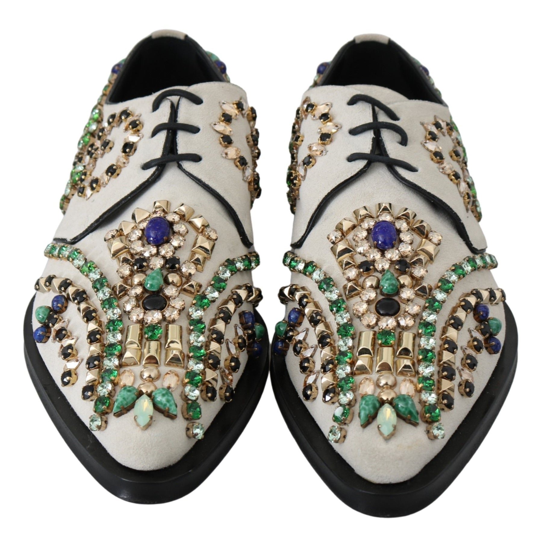 Dolce & Gabbana White Suede Crystal Dress Broque Shoes | Regal Royce
