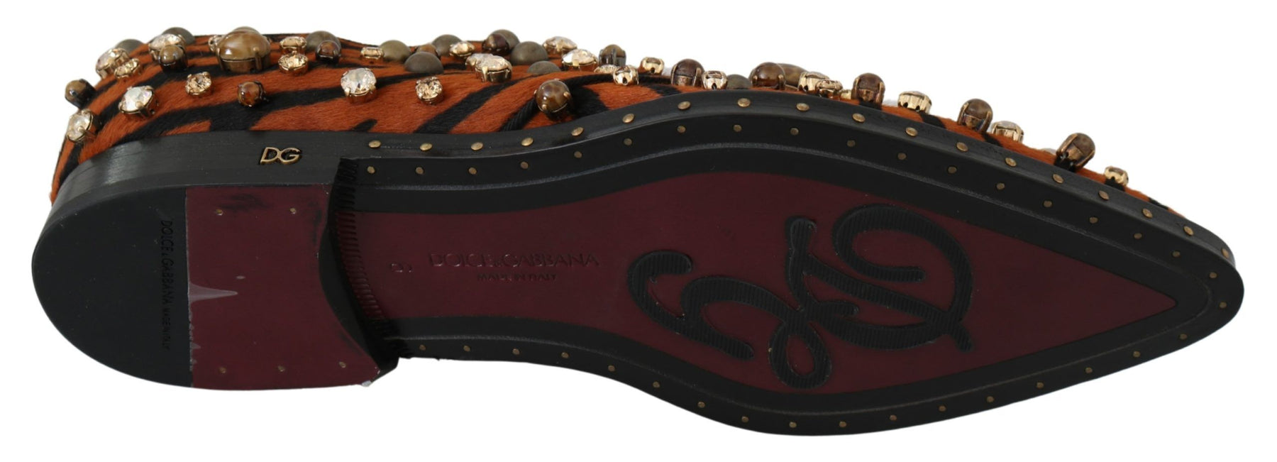 Dolce & Gabbana Orange Pony Hair Crystal Dress Broque Shoes | Regal Royce