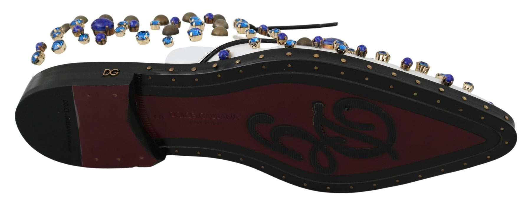 Dolce & Gabbana White Leather Crystals Dress Broque Shoes | Regal Royce