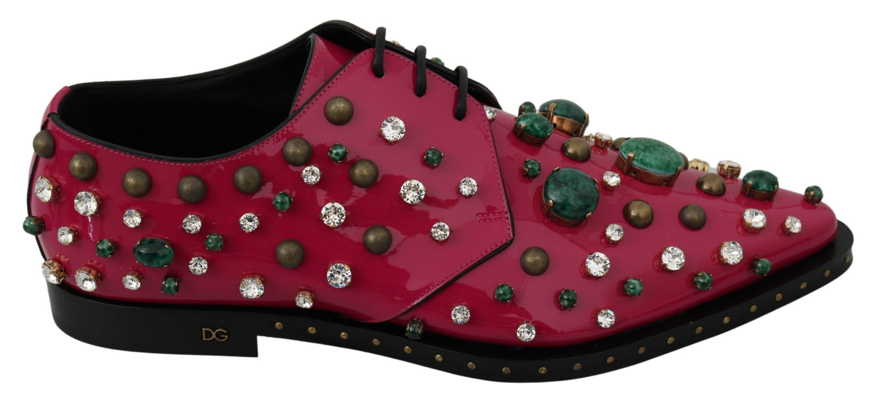 Dolce & Gabbana Pink Leather Crystals Dress Broque Shoes | Regal Royce
