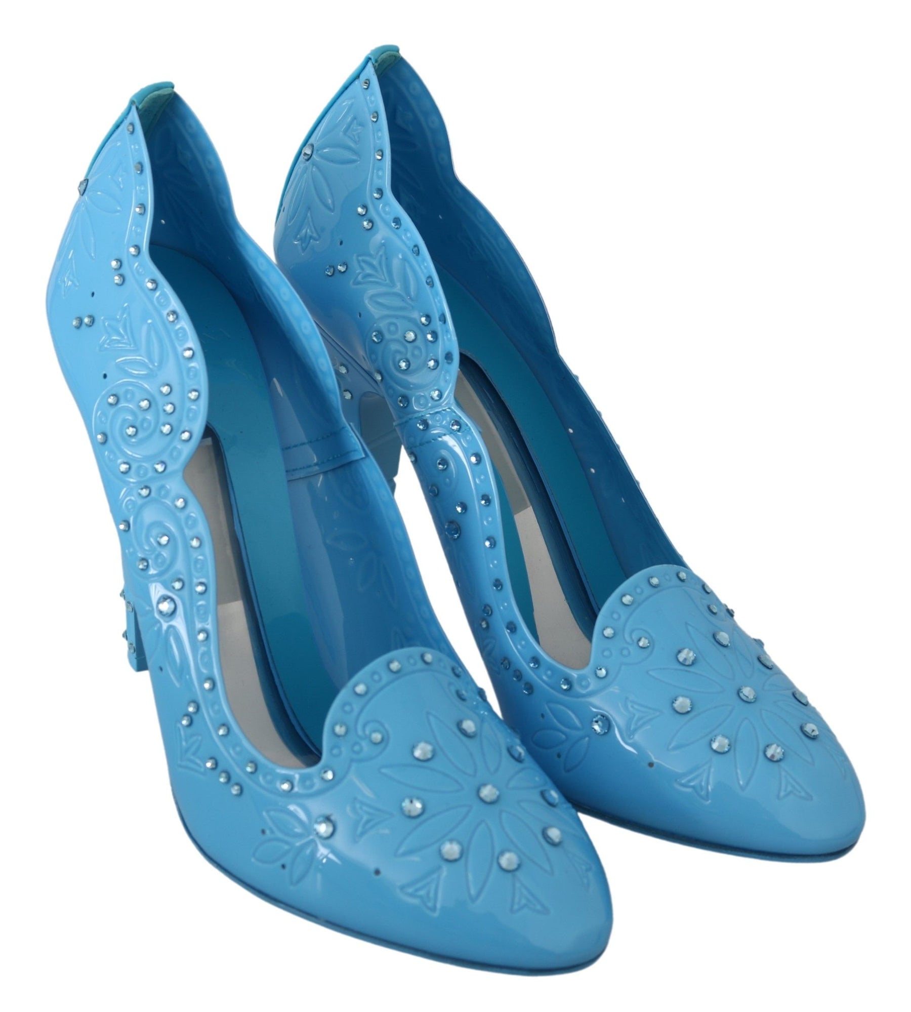 Dolce & Gabbana Blue Crystal Floral CINDERELLA Heels Shoes | Regal Royce