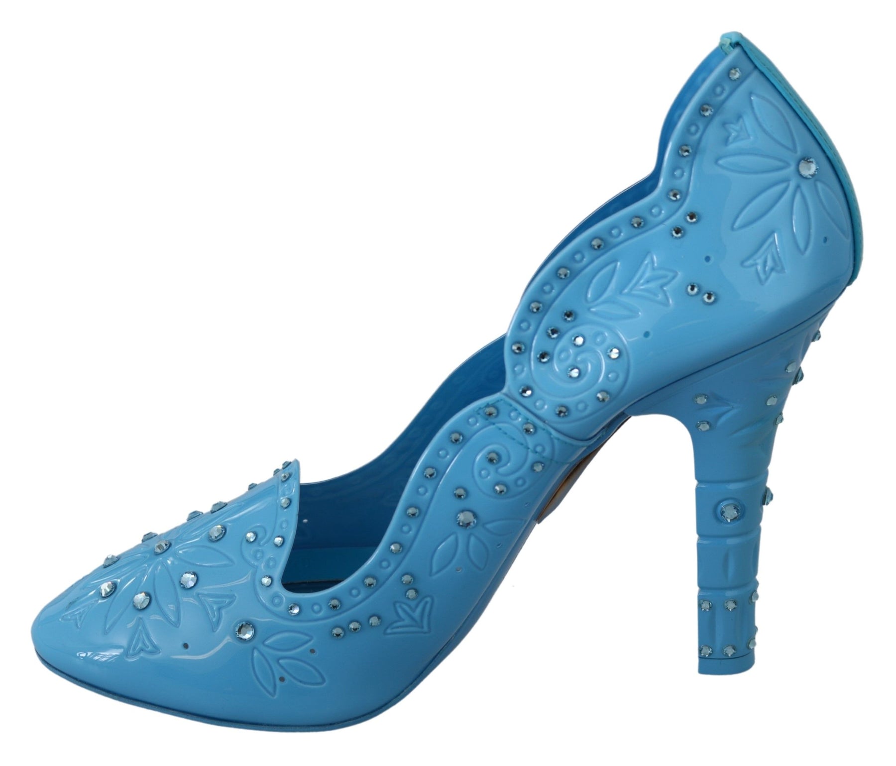 Dolce & Gabbana Blue Crystal Floral CINDERELLA Heels Shoes | Regal Royce