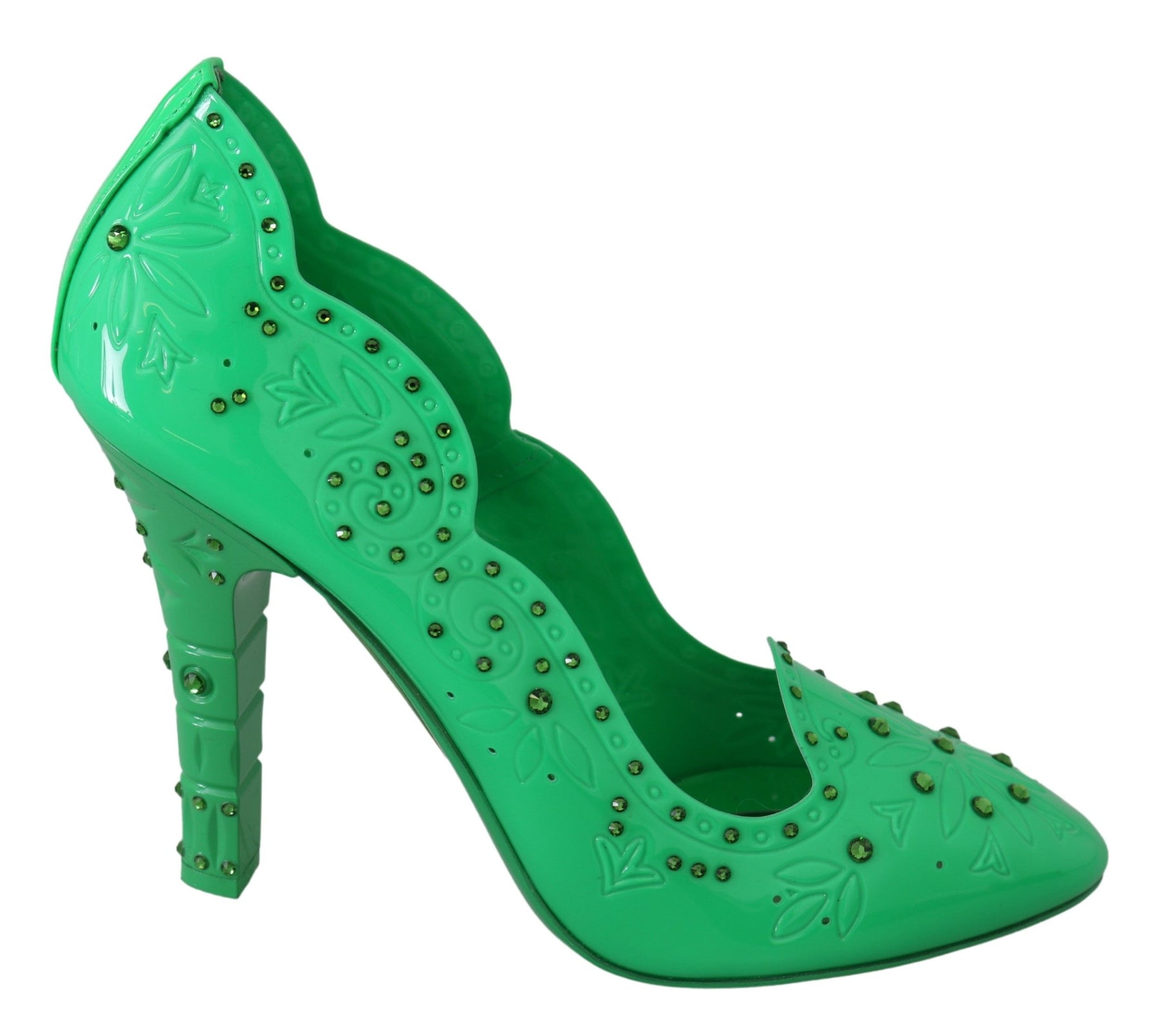 Dolce & Gabbana Green Crystal Floral Heels CINDERELLA Shoes | Regal Royce