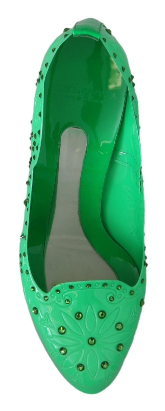 Dolce & Gabbana Green Crystal Floral CINDERELLA Heels Shoes | Regal Royce