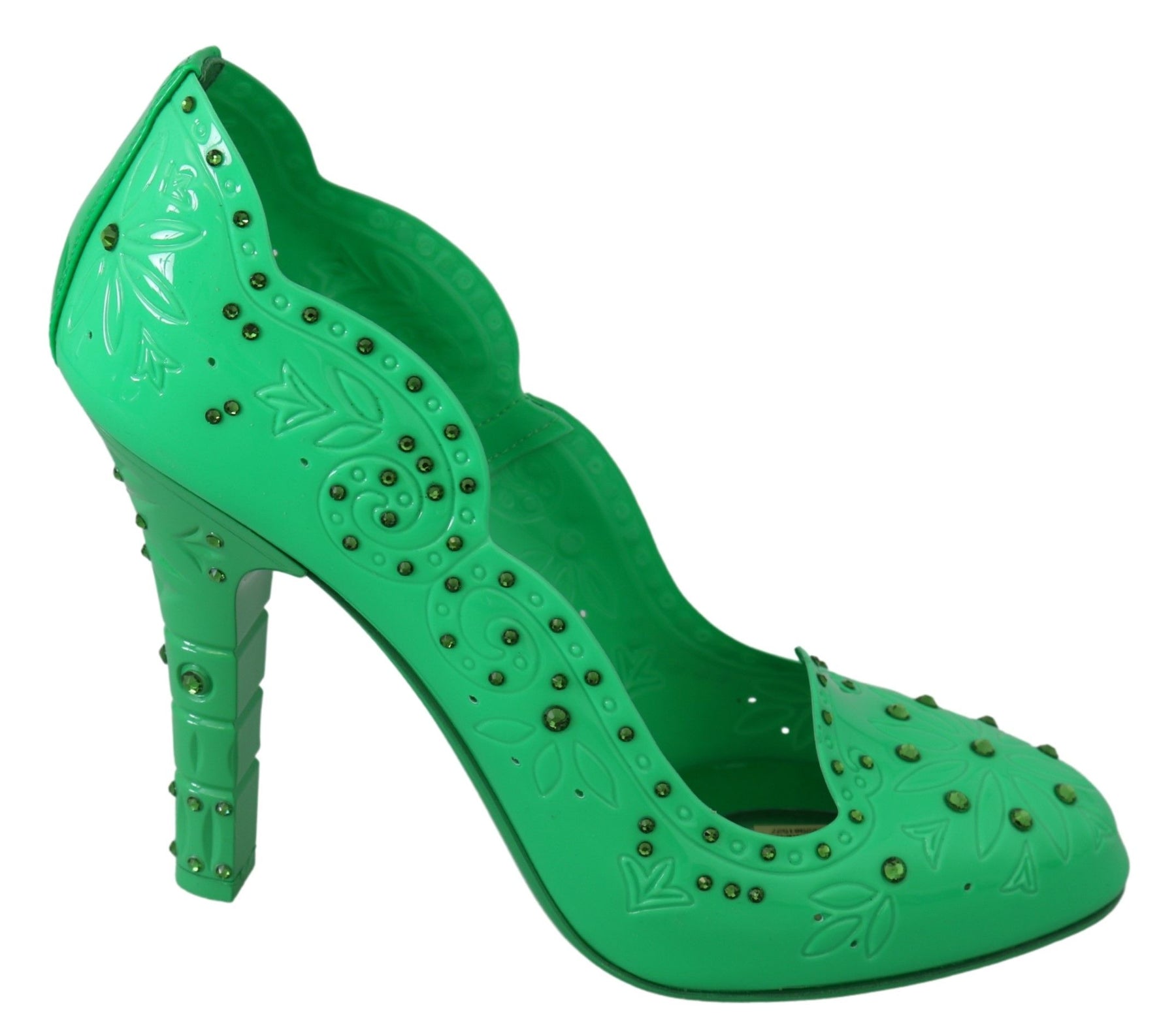 Dolce & Gabbana Green Crystal Floral CINDERELLA Heels Shoes | Regal Royce