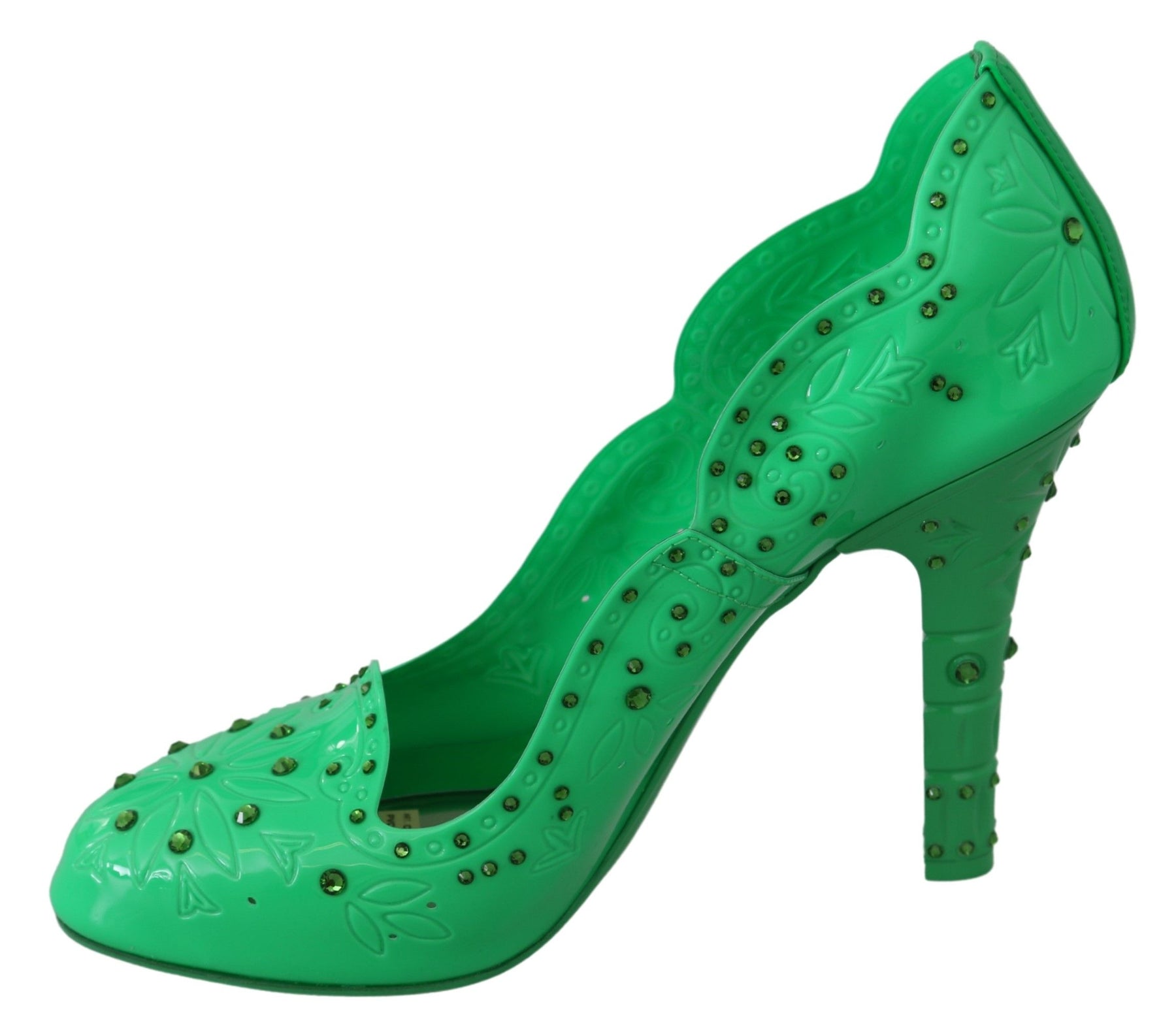Dolce & Gabbana Green Crystal Floral CINDERELLA Heels Shoes | Regal Royce