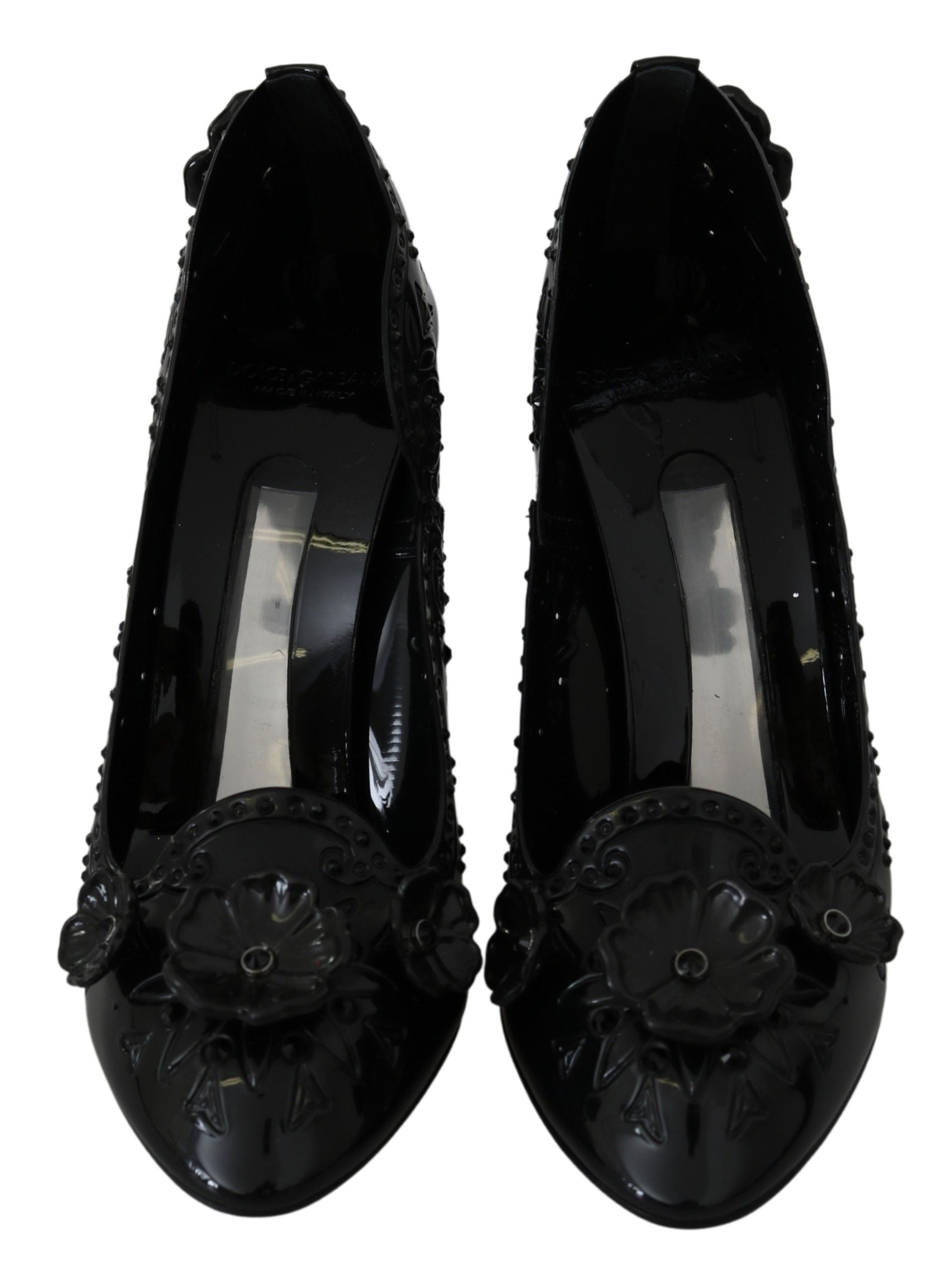 Dolce & Gabbana Black Floral Crystal CINDERELLA Heels Shoes | Regal Royce