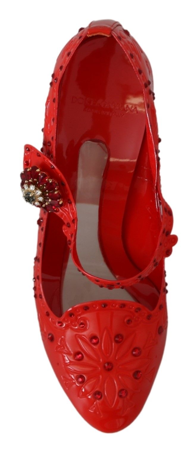 Dolce & Gabbana Red Floral Crystal CINDERELLA Heels Shoes | Regal Royce