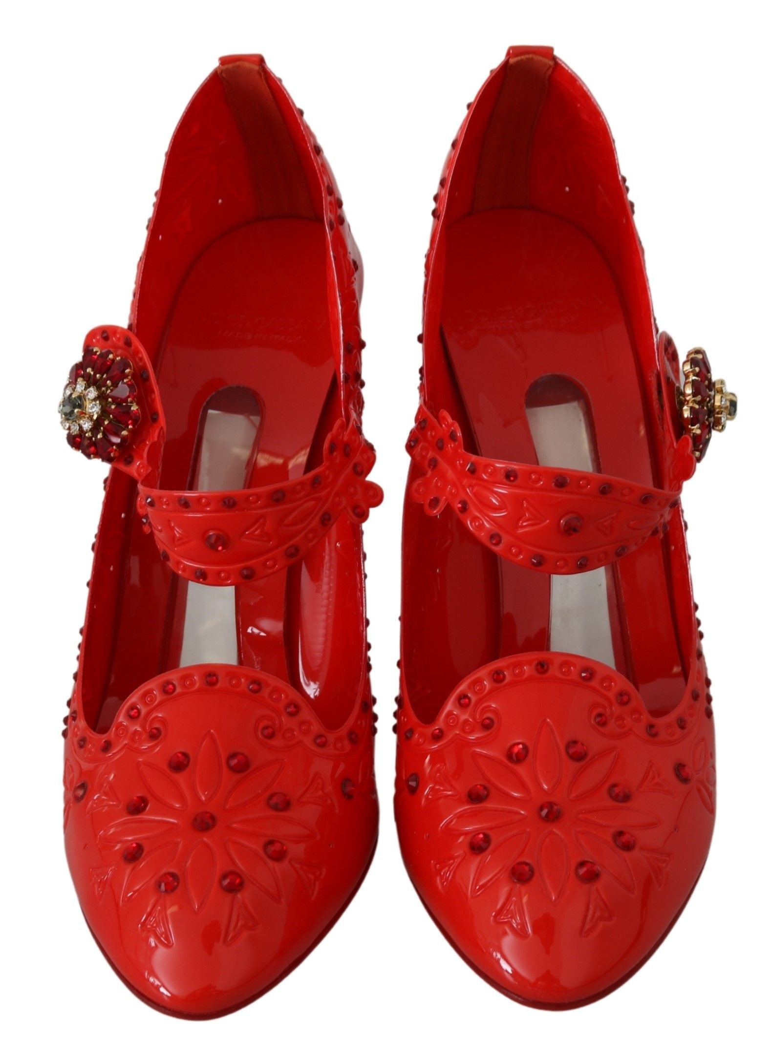 Dolce & Gabbana Red Floral Crystal CINDERELLA Heels Shoes | Regal Royce