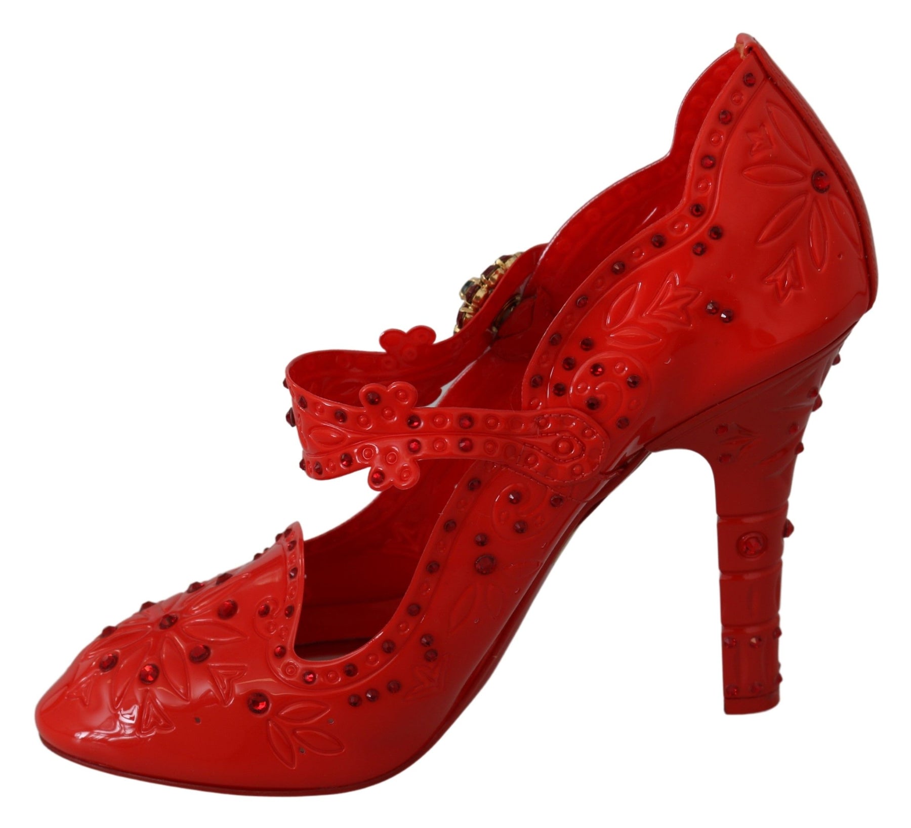 Dolce & Gabbana Red Floral Crystal CINDERELLA Heels Shoes | Regal Royce