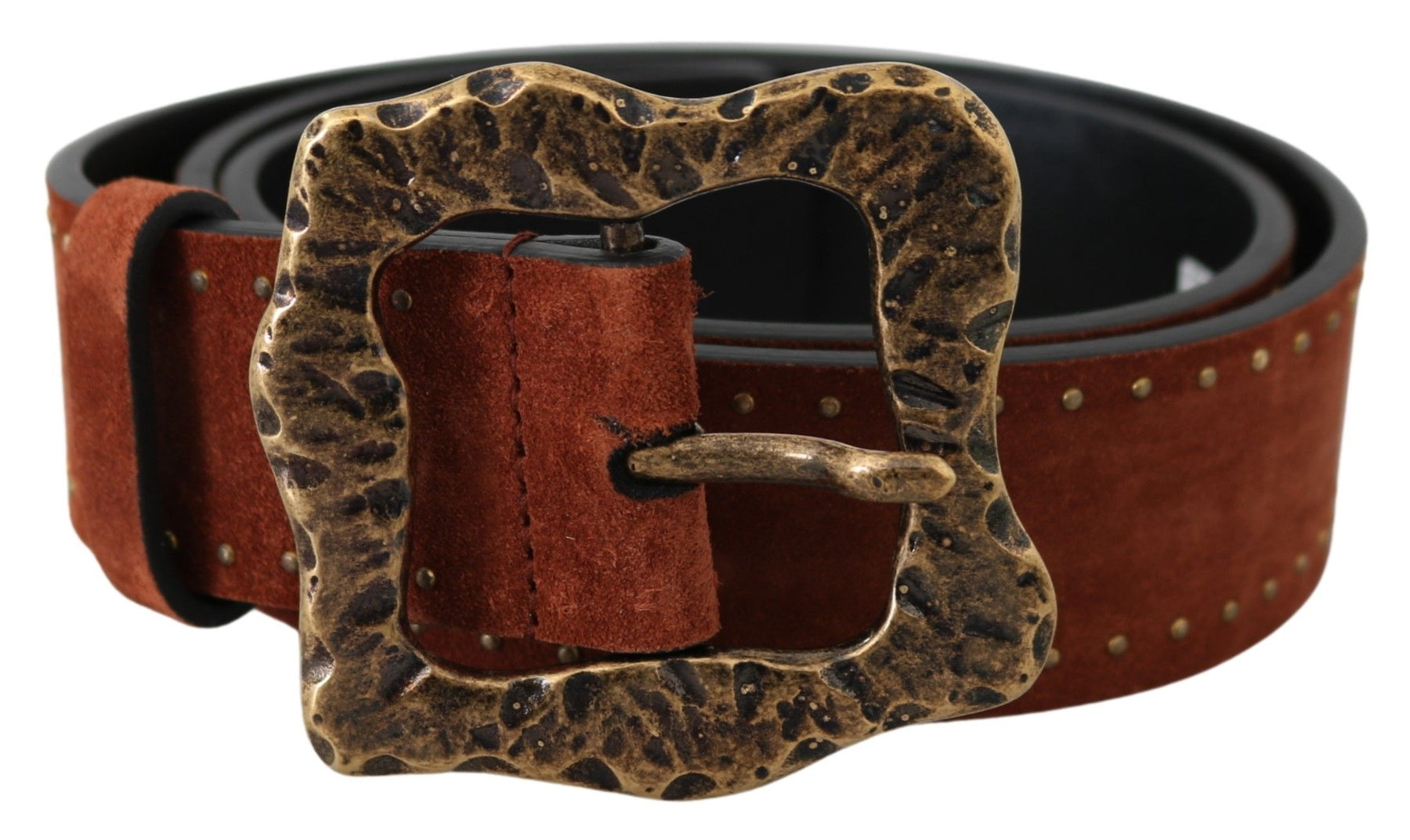 Dolce & Gabbana Brown Suede Leather Studded Baroque Belt | Regal Royce