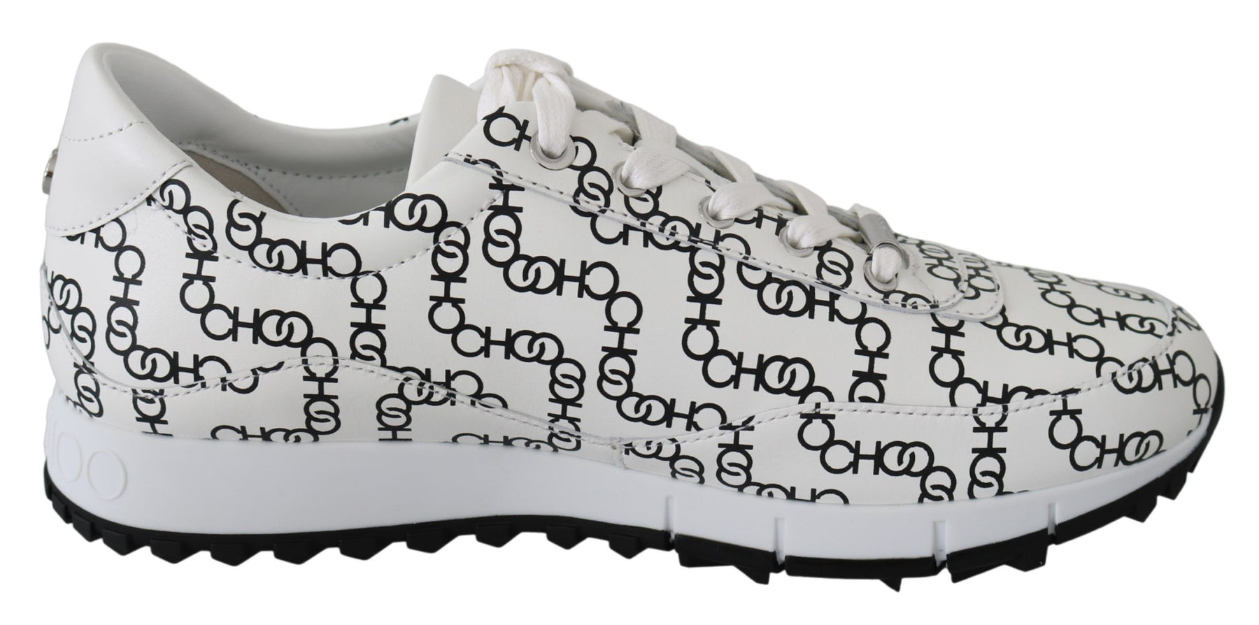 Jimmy Choo White and Black Leather Monza Sneakers | Regal Royce