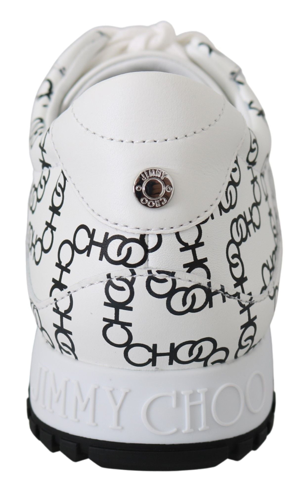 Jimmy Choo White and Black Leather Monza Sneakers | Regal Royce