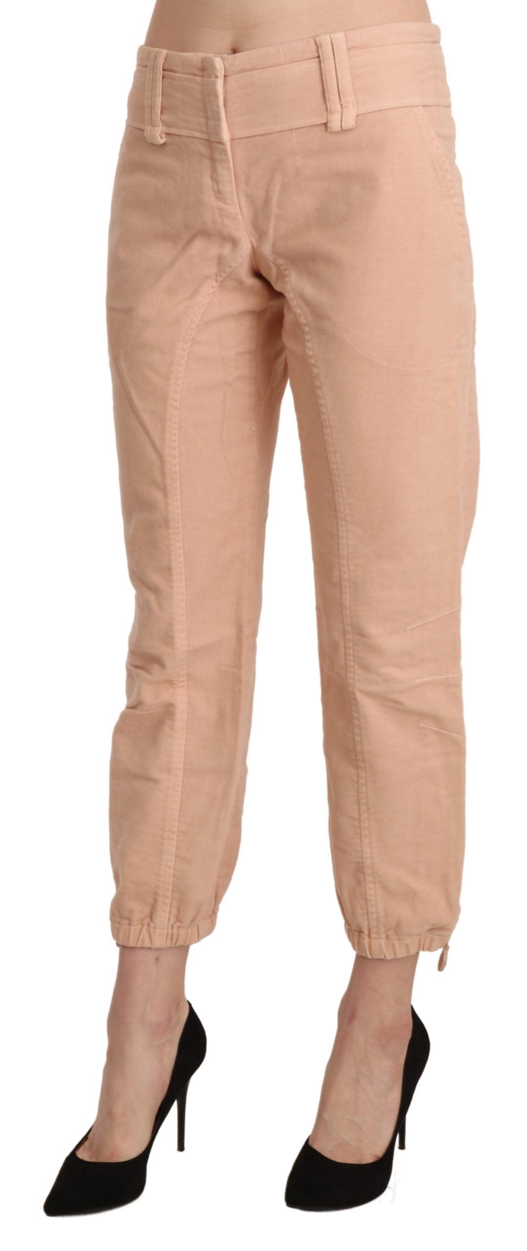 Ermanno Scervino Beige Mid Waist Cropped Cotton Trouser Pants | Regal Royce