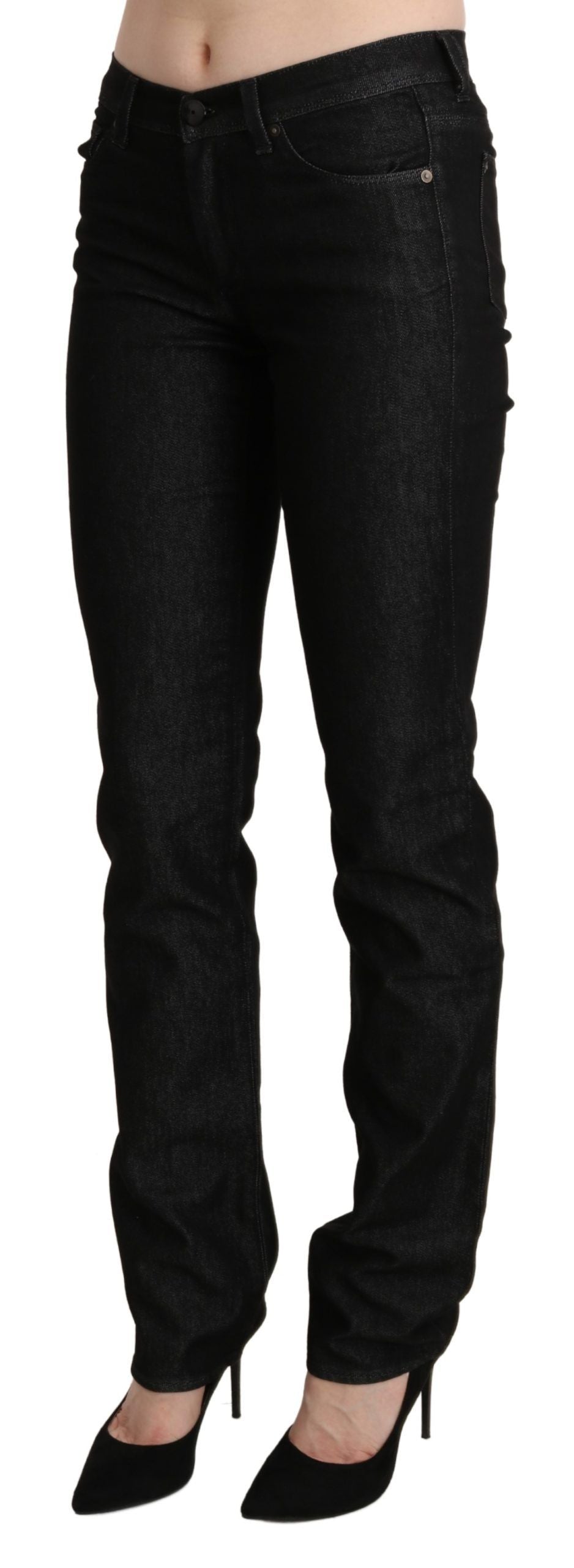 Ermanno Scervino Black Mid Waist Skinny Slim Denim Trouser | Regal Royce