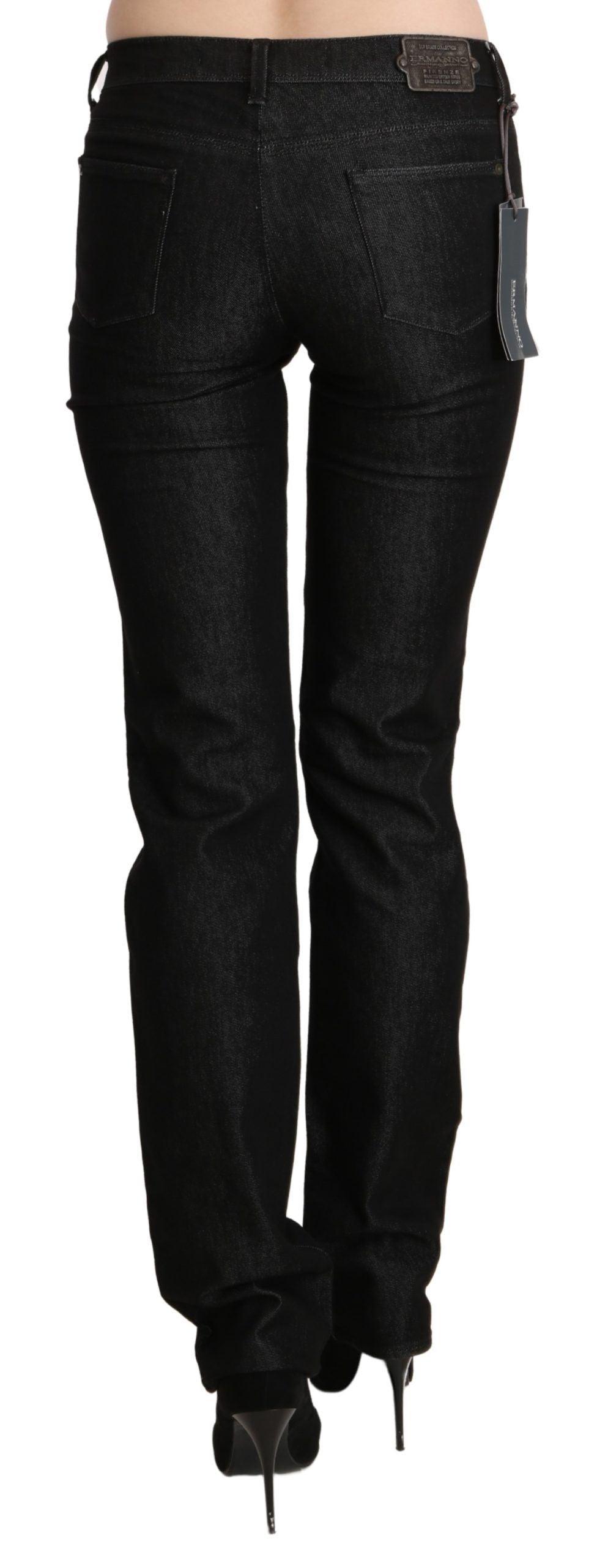 Ermanno Scervino Black Mid Waist Skinny Slim Denim Trouser | Regal Royce