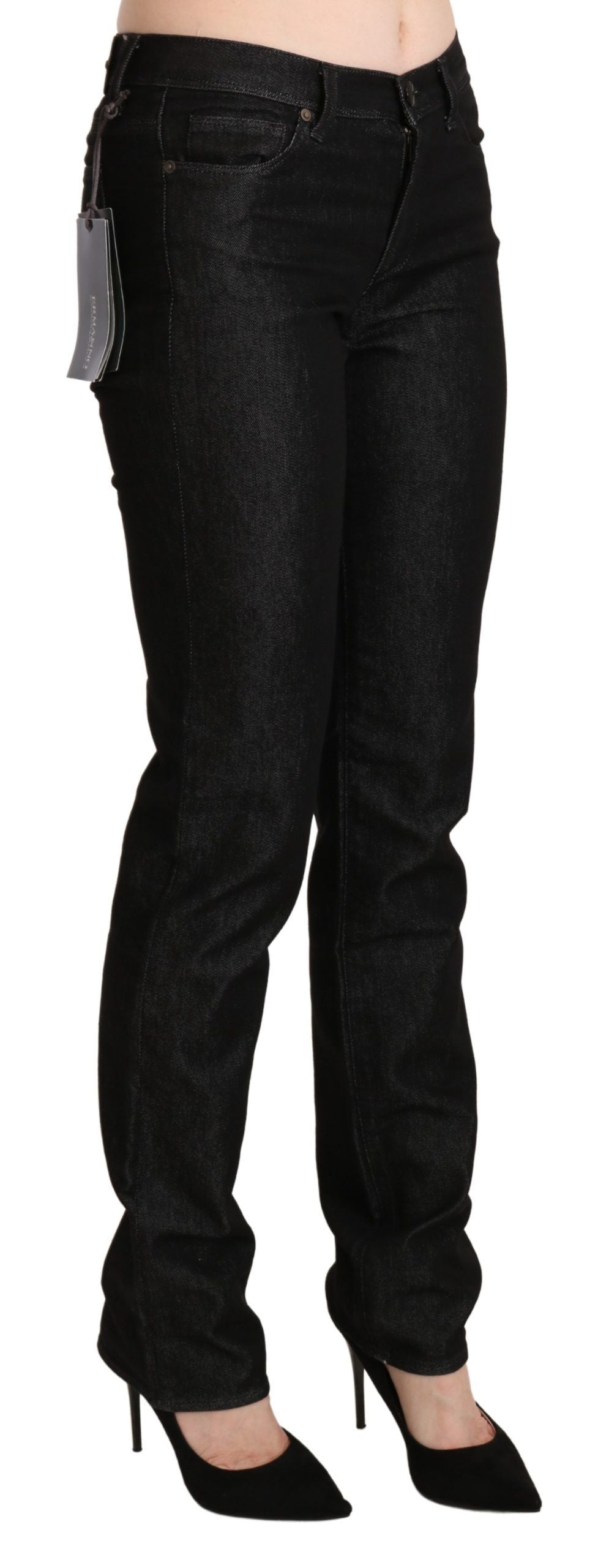 Ermanno Scervino Black Mid Waist Skinny Slim Denim Trouser | Regal Royce
