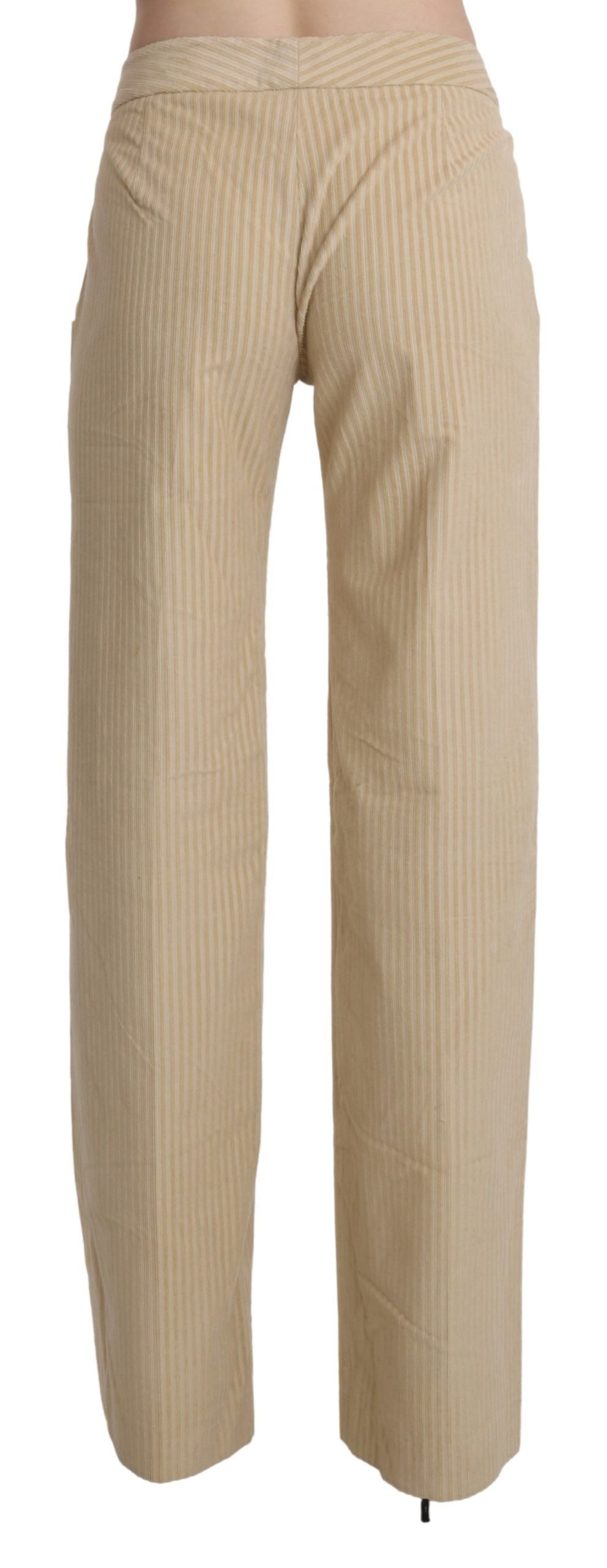 Ermanno Scervino Beige High Waist Flared Wide Leg Trouser Pants | Regal Royce