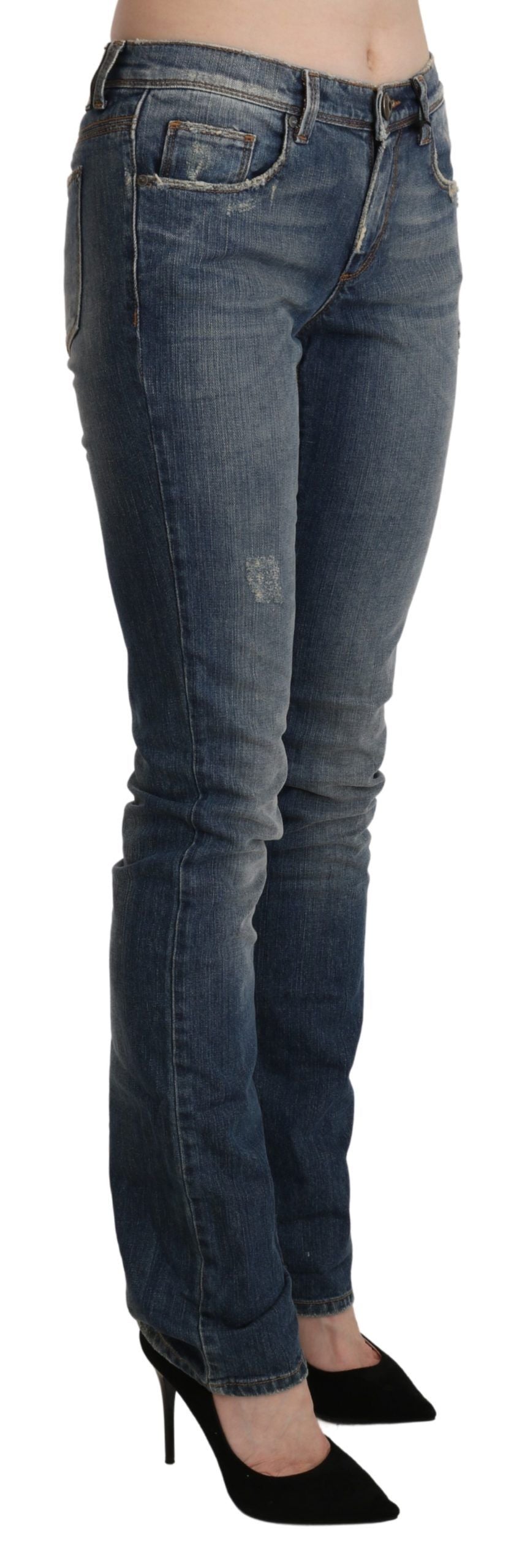 Ermanno Scervino Blue Washed Mid Waist Skinny Denim Jeans | Regal Royce