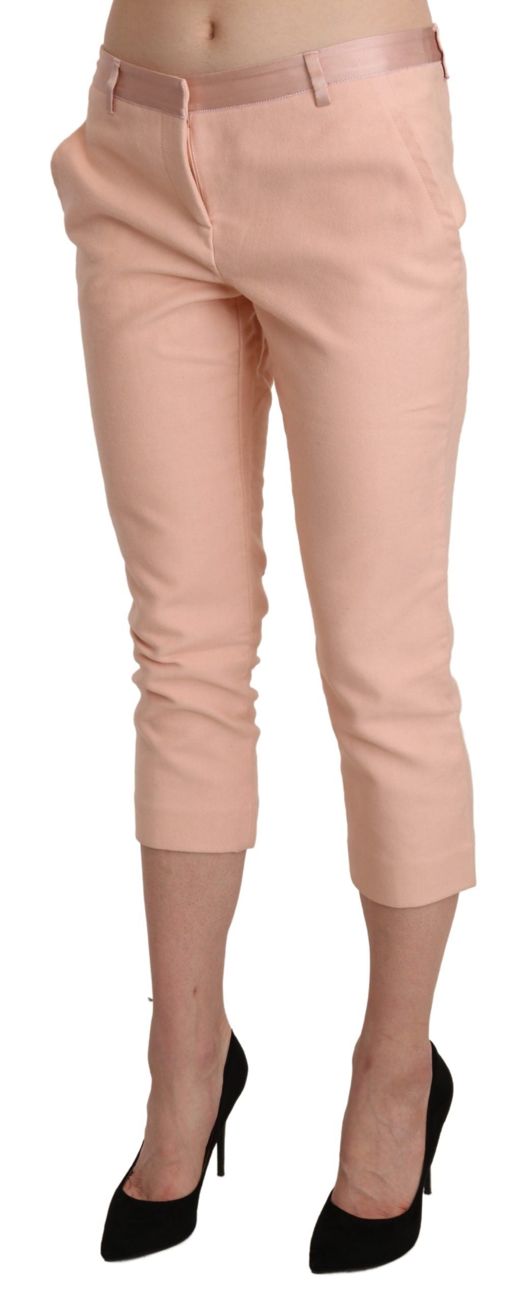 Ermanno Scervino Pink Low Waist Skinny Cropped Capri Pants | Regal Royce