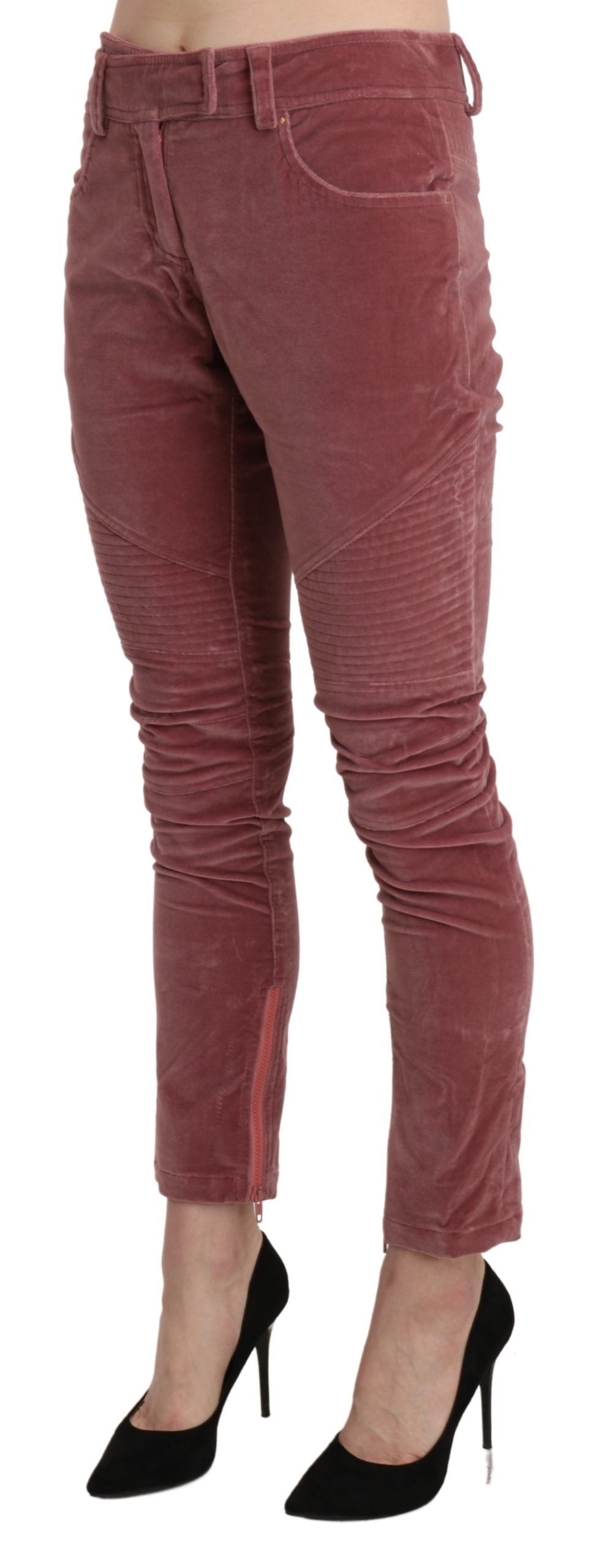 Ermanno Scervino Red Mid Waist Skinny Cotton Pants | Regal Royce