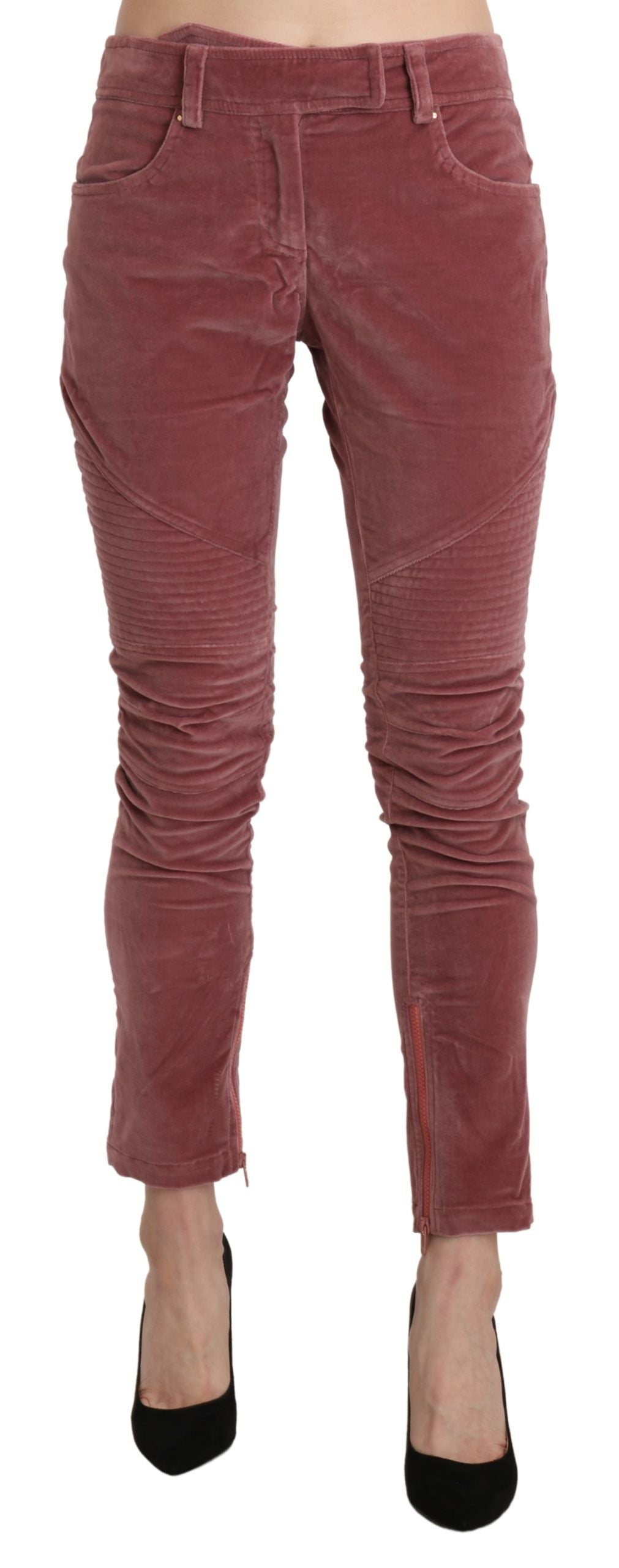 Ermanno Scervino Red Mid Waist Skinny Cotton Pants | Regal Royce