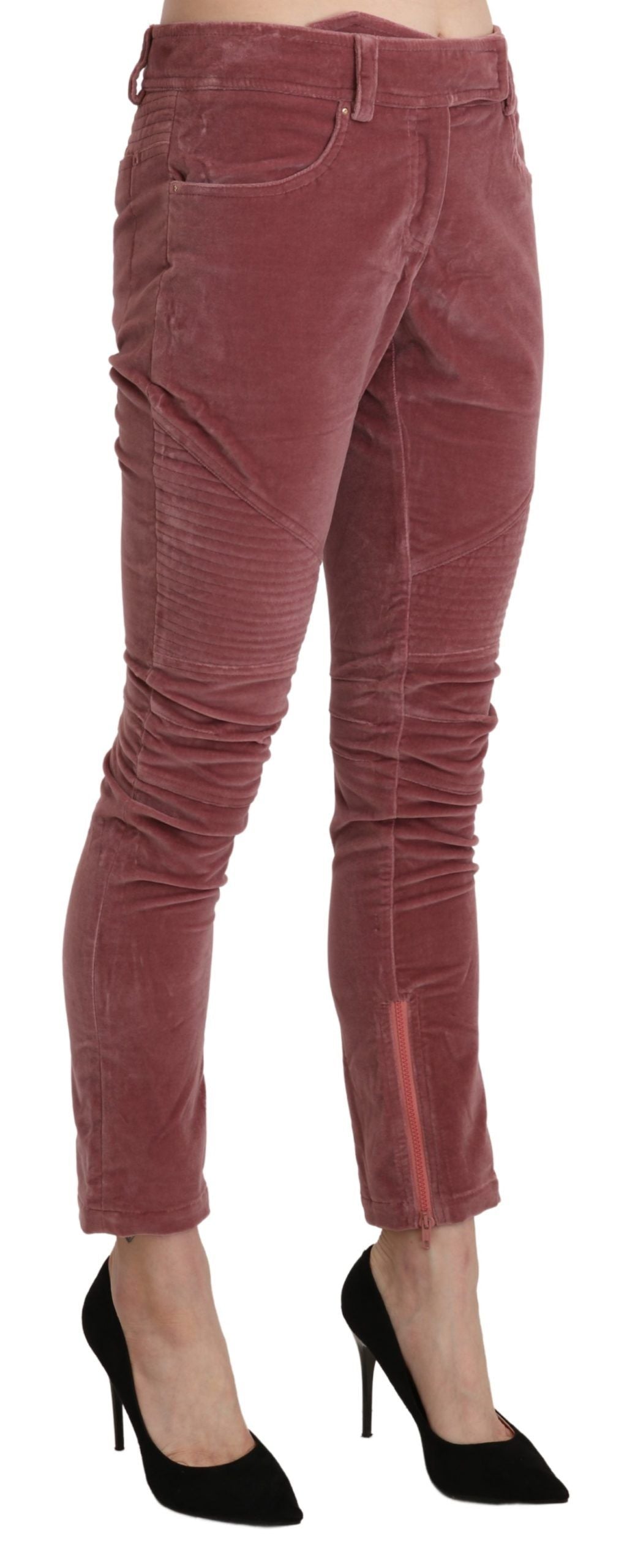 Ermanno Scervino Red Mid Waist Skinny Cotton Pants | Regal Royce